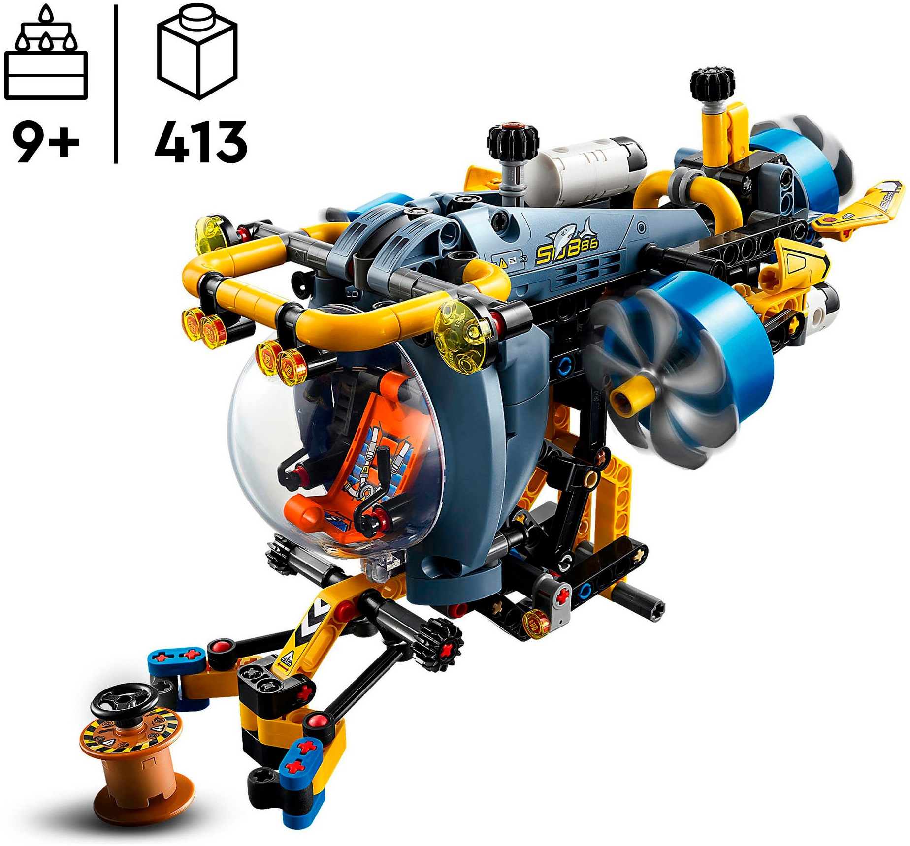 LEGO® Konstruktionsspielsteine »Tiefseeforscher U-Boot (42201), LEGO Technic«, (413 St.), Made in Europe