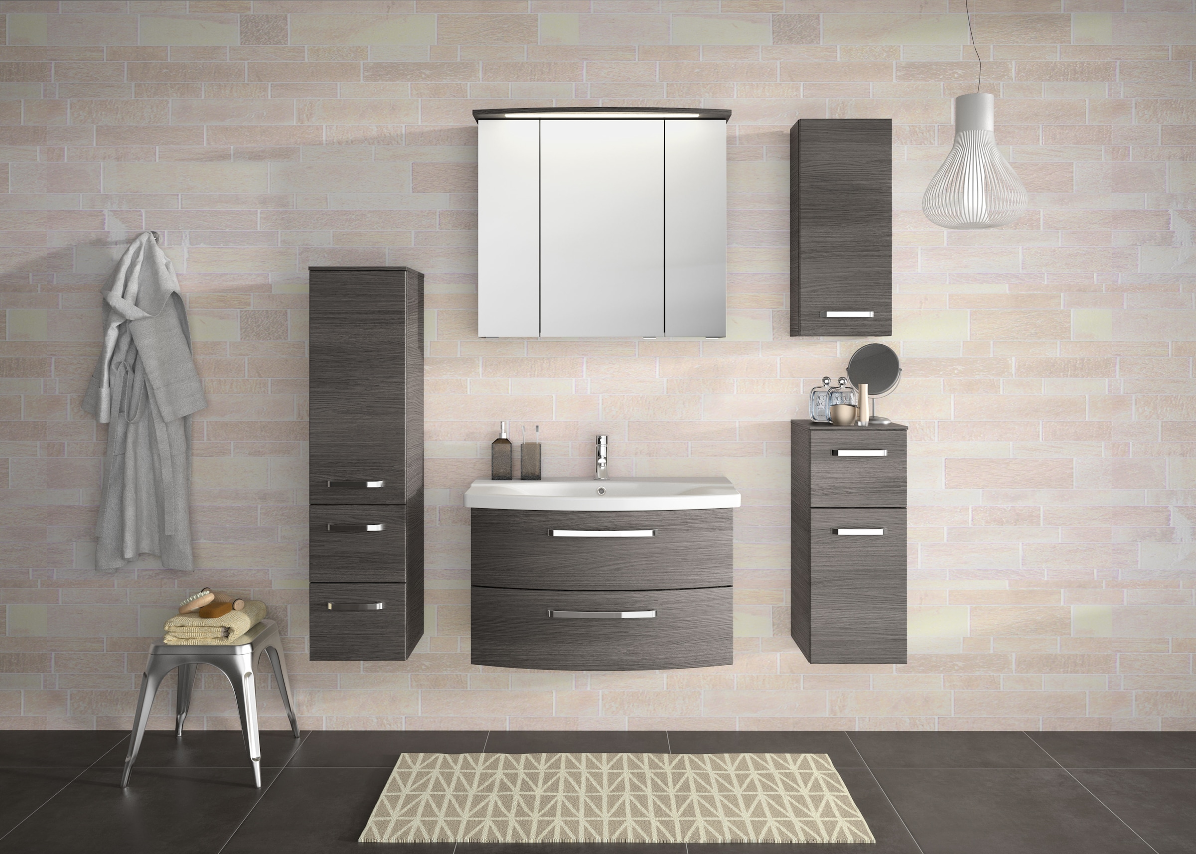 Saphir Midischrank »Serie 4010 Badschrank 30cm breit, 1 Tür, 2 Schubladen, inkl Türdämpfer«, 2 Glas-Einlegeböden, Badezimmer-Midischrank 121 cm hoch, 33 cm tief