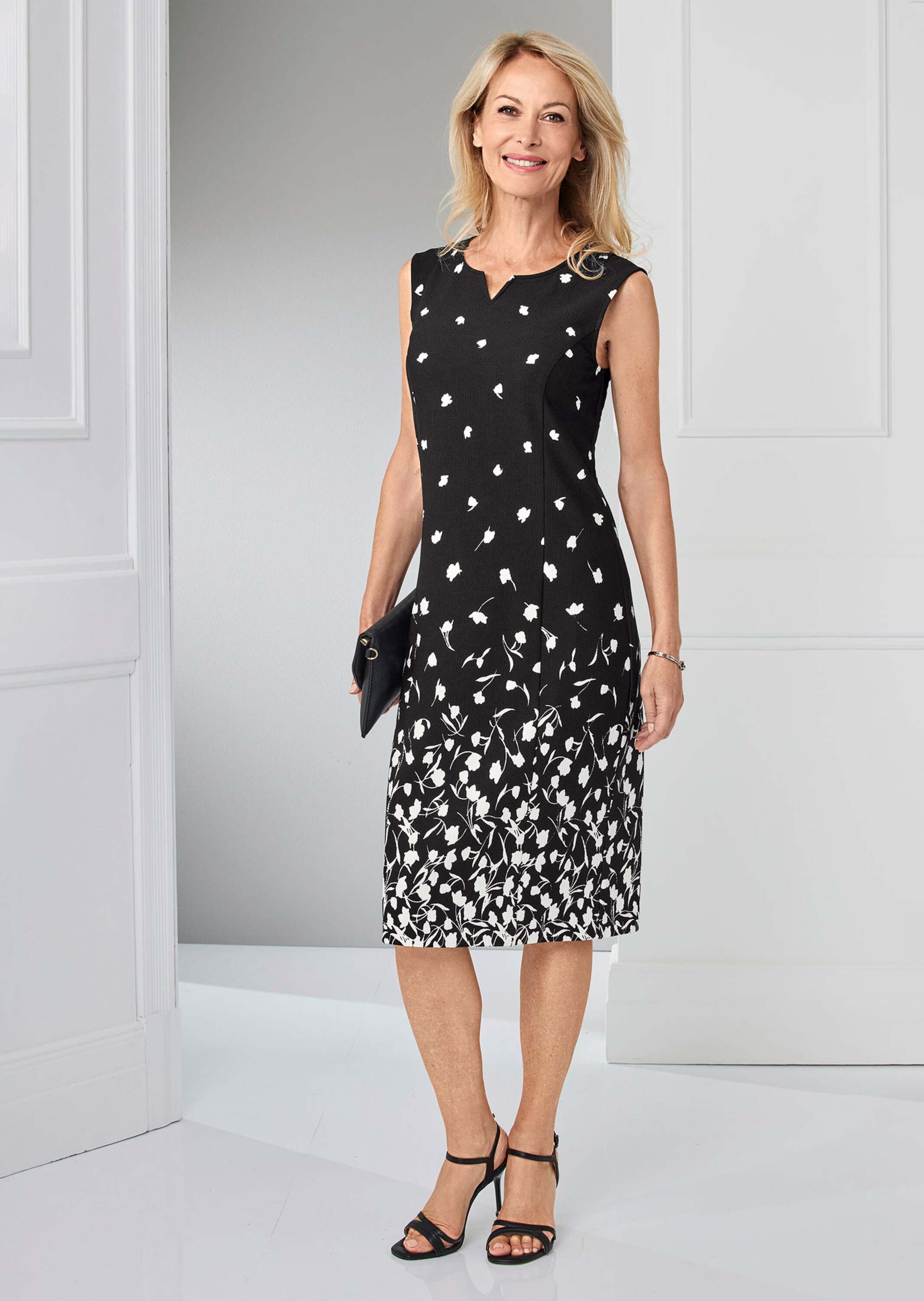 GOLDNER Etuikleid "Kurzgröße Elegantes Kleid mit modischem Druck" Ohne günstig online kaufen