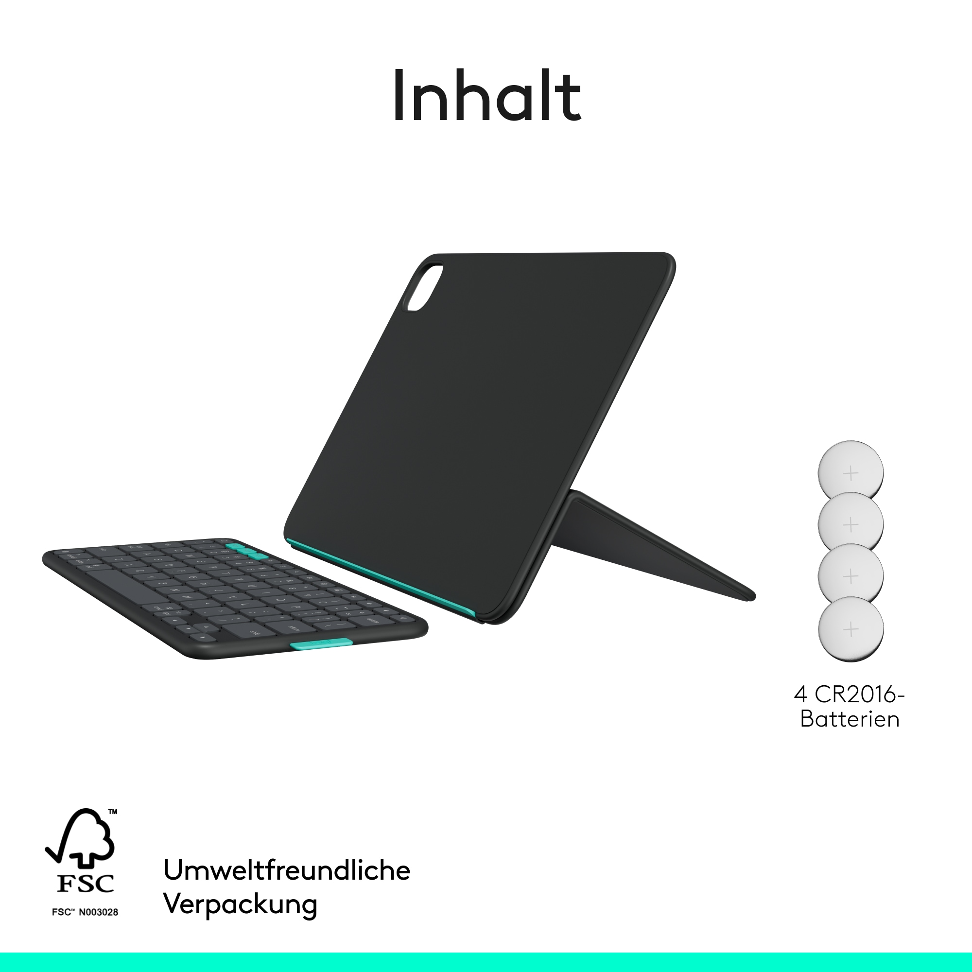 Logitech iPad-Tastatur »FLIP FOLIO - DEU - WESTMID-511 - IPAD PRO11&AIR11/5TH,PIZZA BOX«, Bluetooth-Tastatur