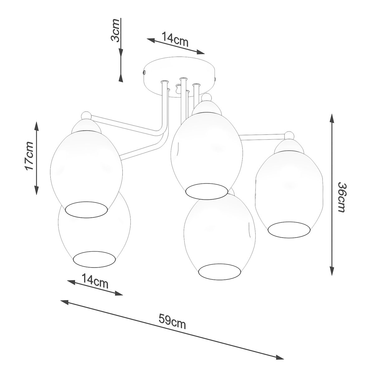 SOLLUX lighting Kronleuchter »FILLAN«, 5 flammig, Leuchtmittel E27 | ohne Leuchtmittel, leuchtet nieder