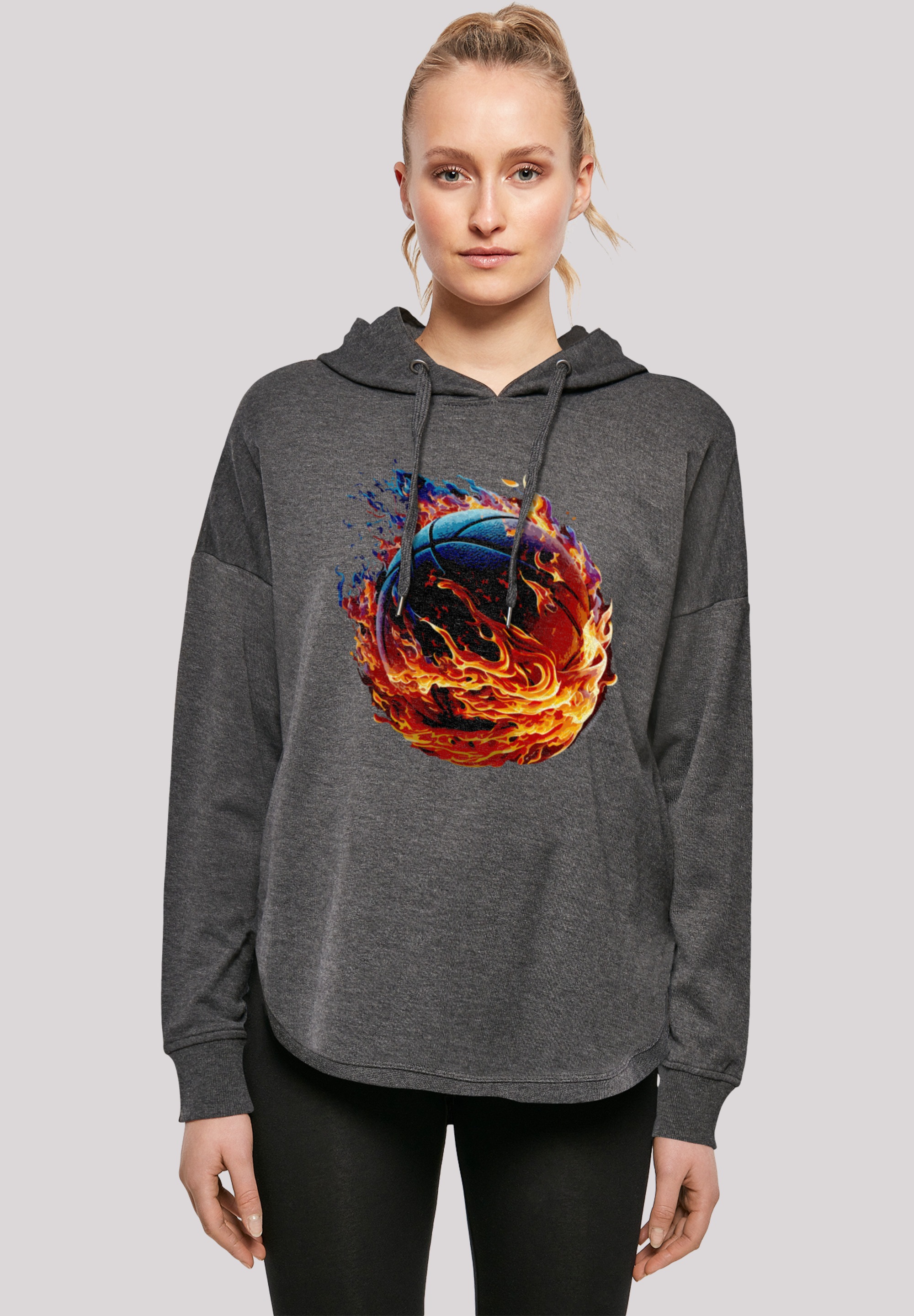 F4NT4STIC Kapuzenpullover "Basketball On Fire Sport OVERSIZE HOODIE", Print