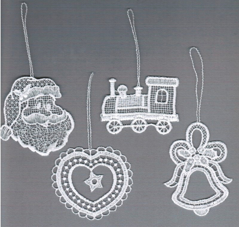 Stickereien Plauen Baumbehang "Weihnachtsmotive", (Set 8 Stück gemischt (je Motiv 2 Stück), Baumbehang "Weihnachtsmotive