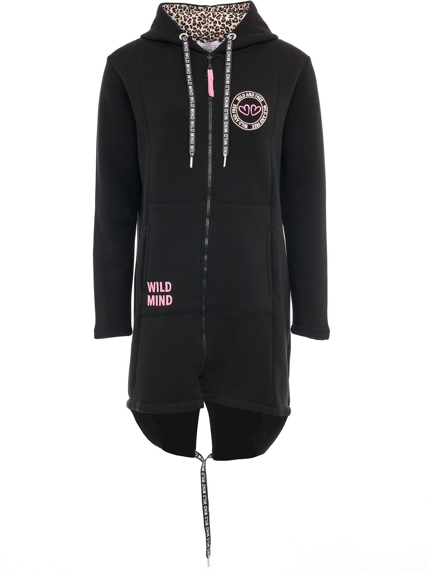 Zwillingsherz Jerseymantel »"Wild Strong Free"«, mit Kapuze, Taschen, Front und Backmotiv Wild Strong Free