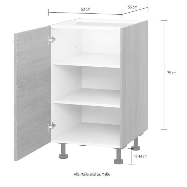 Express Küchen Unterschrank »Trea U60«, zwei Einlegeböden, Breite 60 cm, Höhe  75 cm, mit verstellbaren Füßen | BAUR