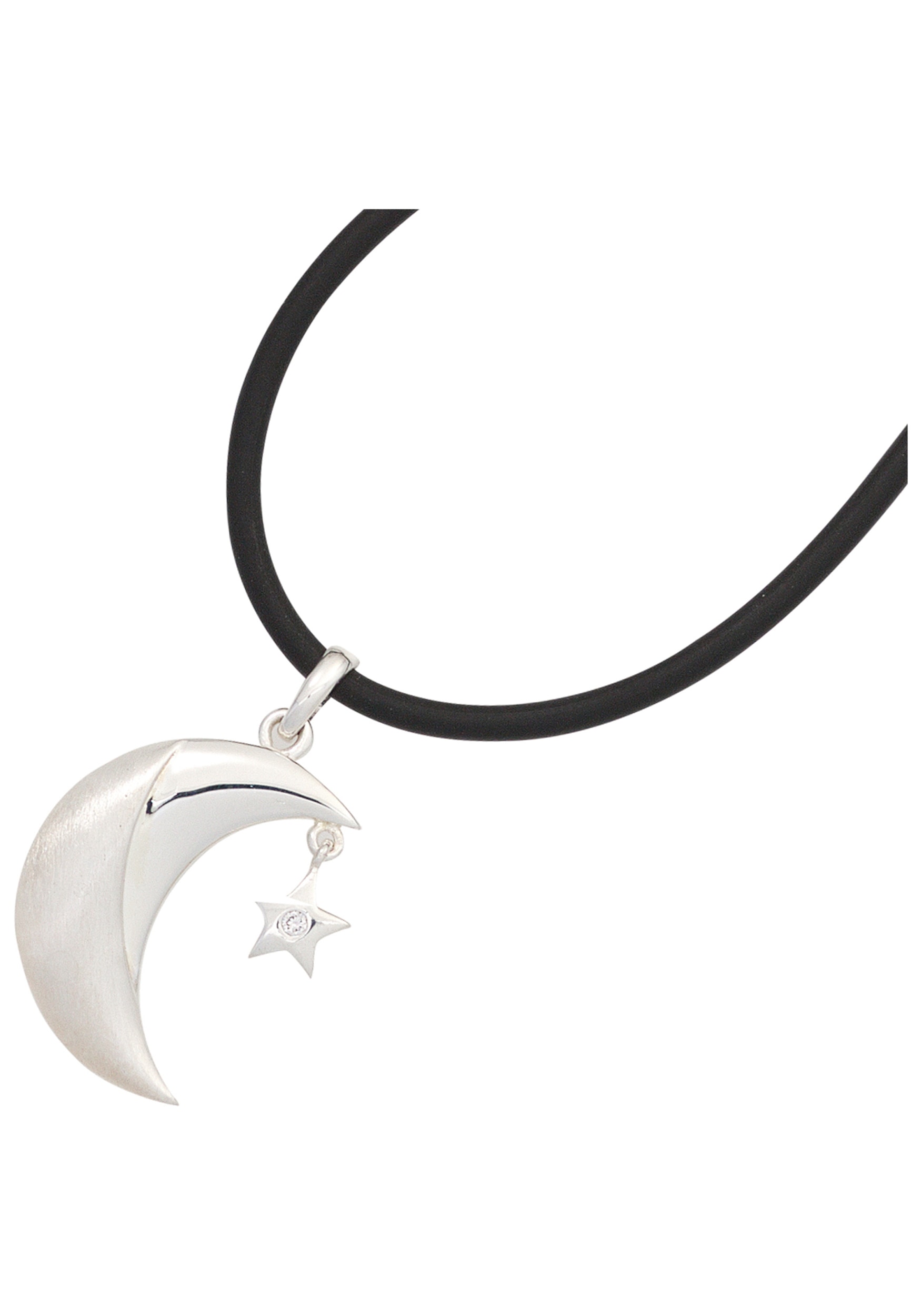 JOBO Kettenanhänger »Anhänger Mond« 925 Silber mit Zirkonia