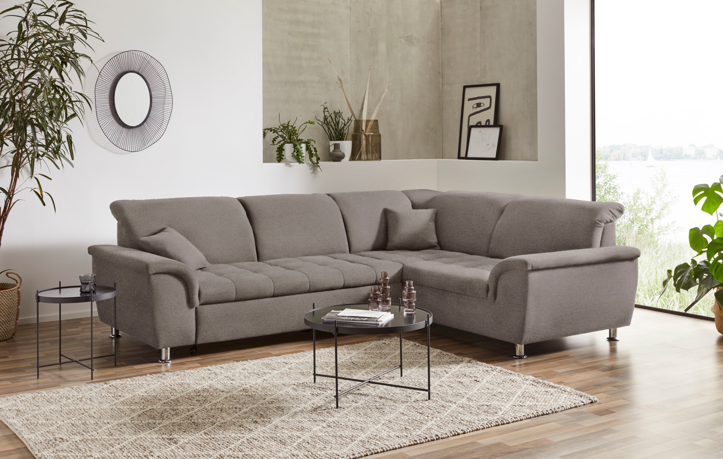 DOMO collection Ecksofa "Franzi, zeitlos und elegant, moderne Sitzheftung, günstig online kaufen