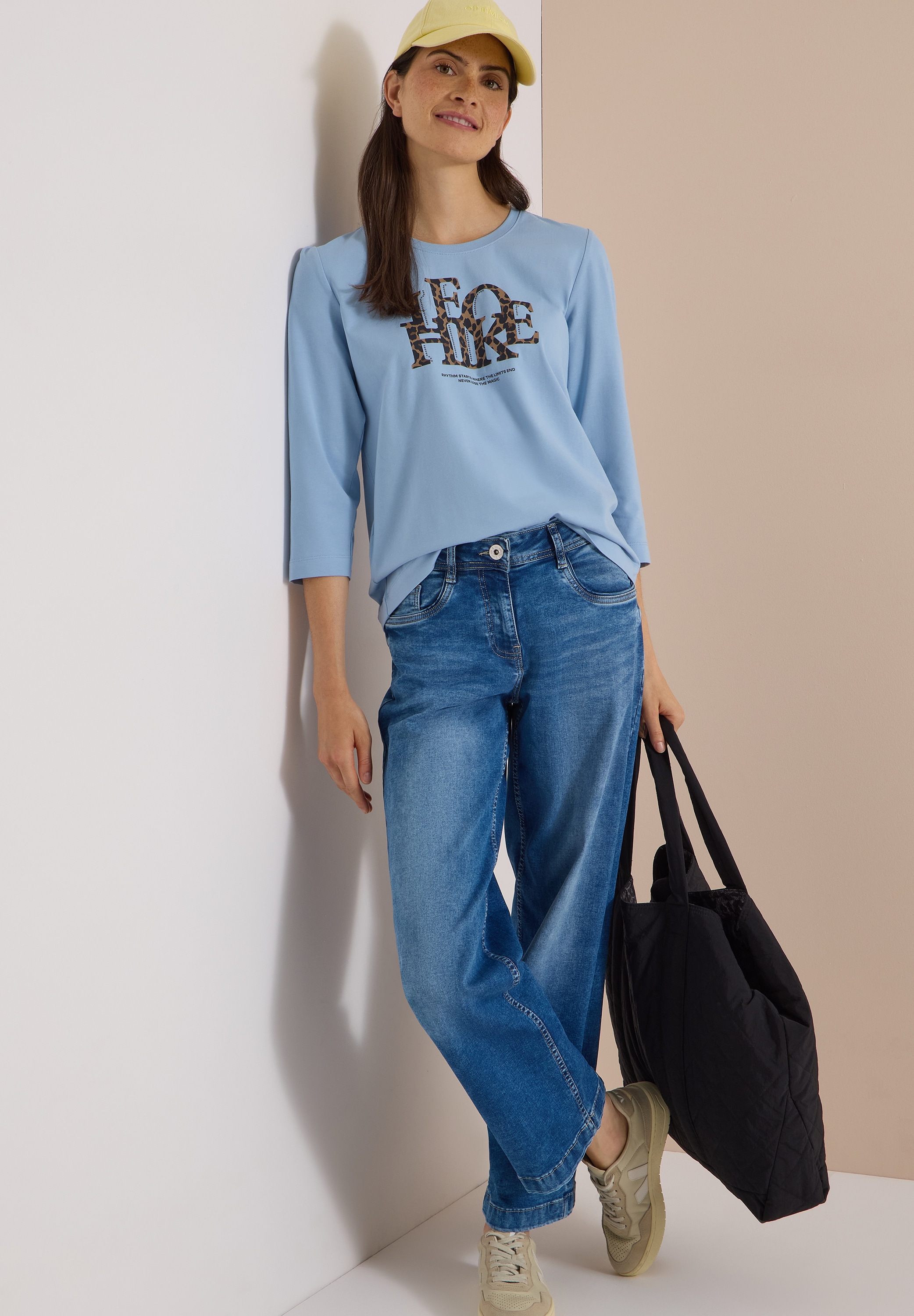 Cecil 3/4-Arm-Shirt mit Elasthananteil, Print im Animal-Look, Rundhals