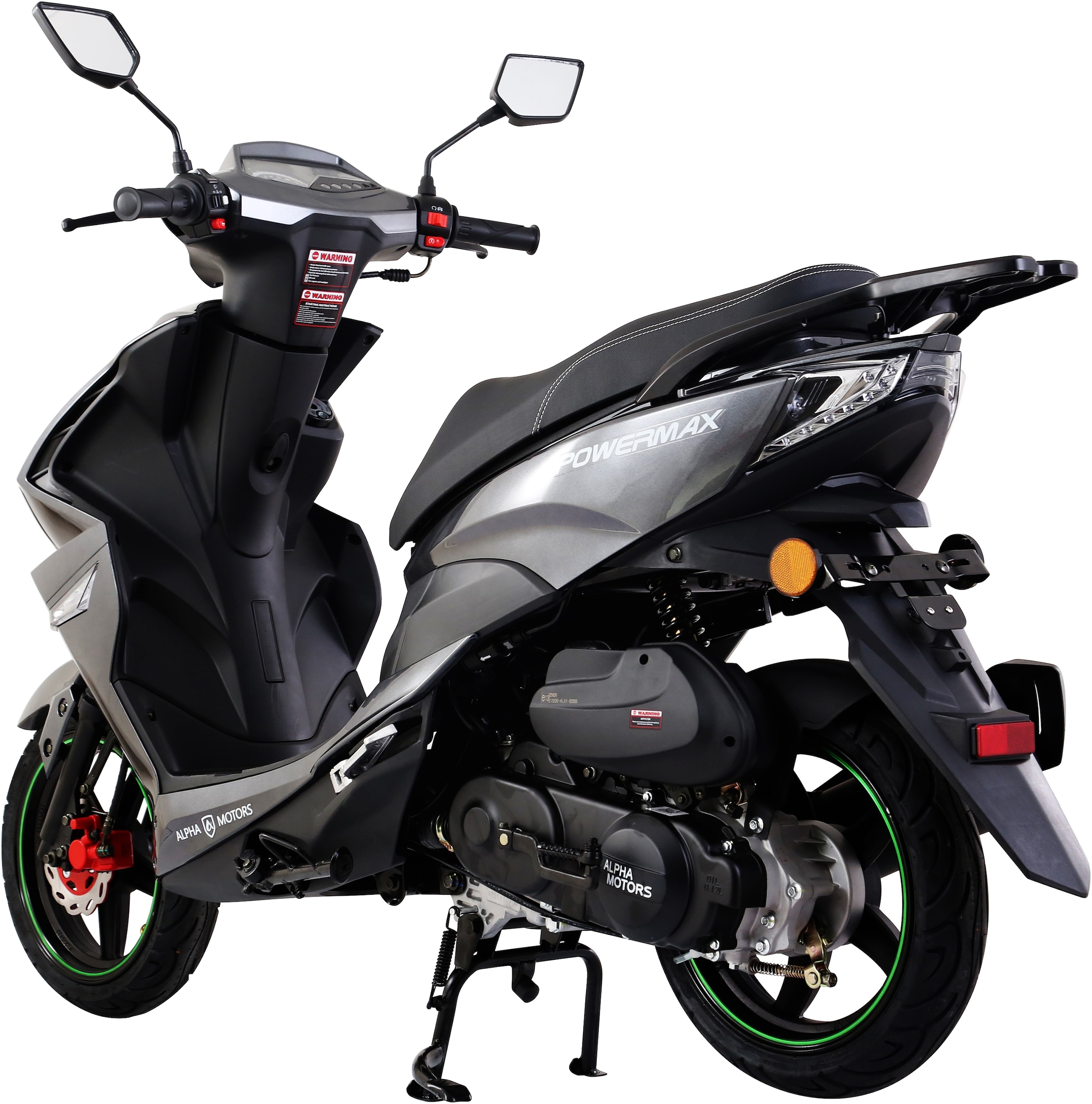 Alpha Motors Mofaroller »Powermax 50 ccm 25 kmh EURO 5 dunkelgrau (mit/ohne Topcase)«, 50 cm³, 25 km/h, Euro 5, 2,6 PS