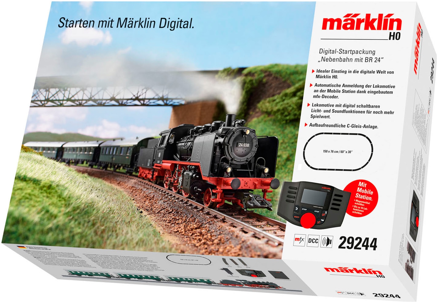 Modelleisenbahn-Set »Märklin Digital-Startpackung Nebenbahn mit BR 24 - 29244«, (Set,...