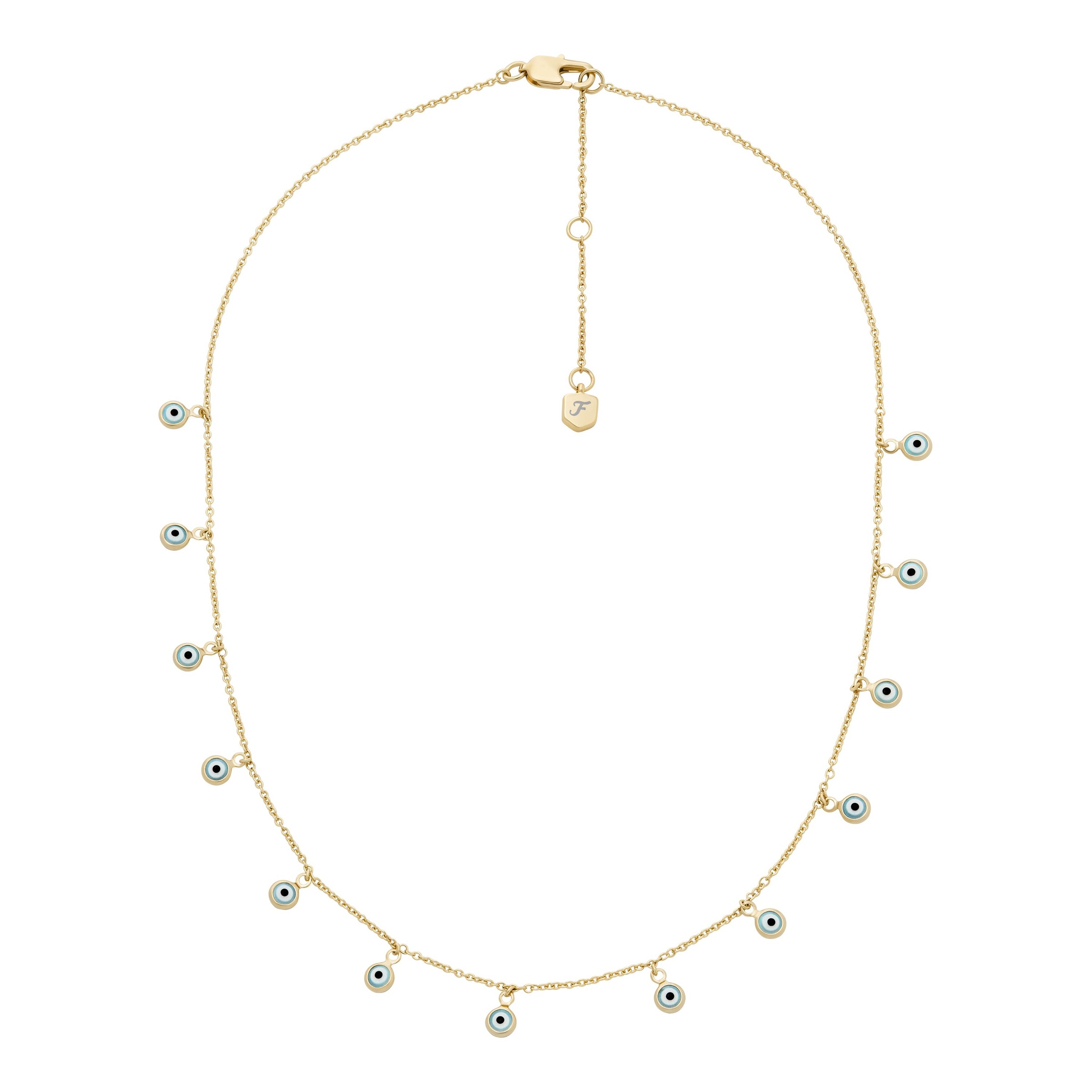 Fossil Kette mit Anhänger »Schmuck SUTTON Evil Eye Böser Blick magisches Auge, JA7283710«, mit Glasstein