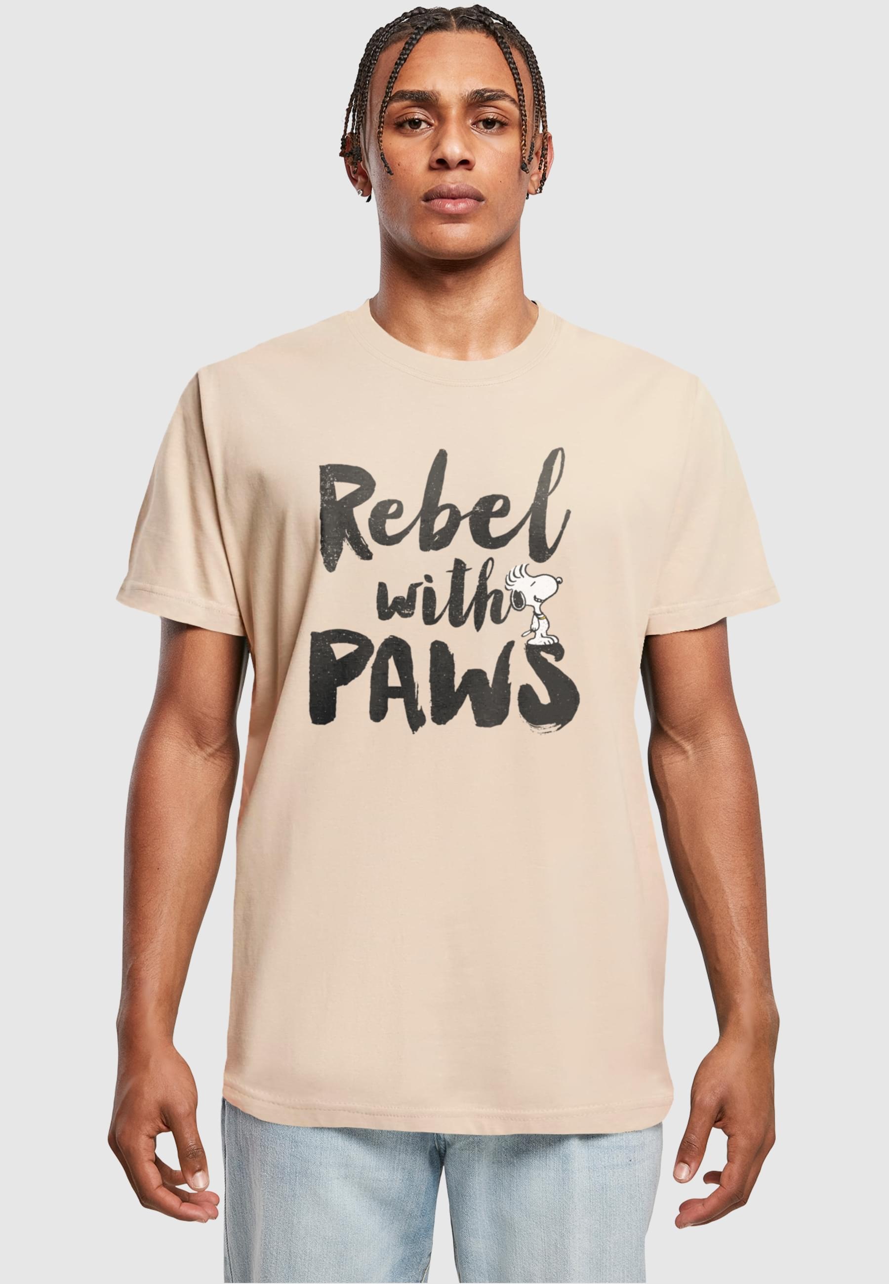 Merchcode T-Shirt »Merchcode Herren Peanuts - Rebel with paws T-Shirt Round Neck«, (1 tlg.)