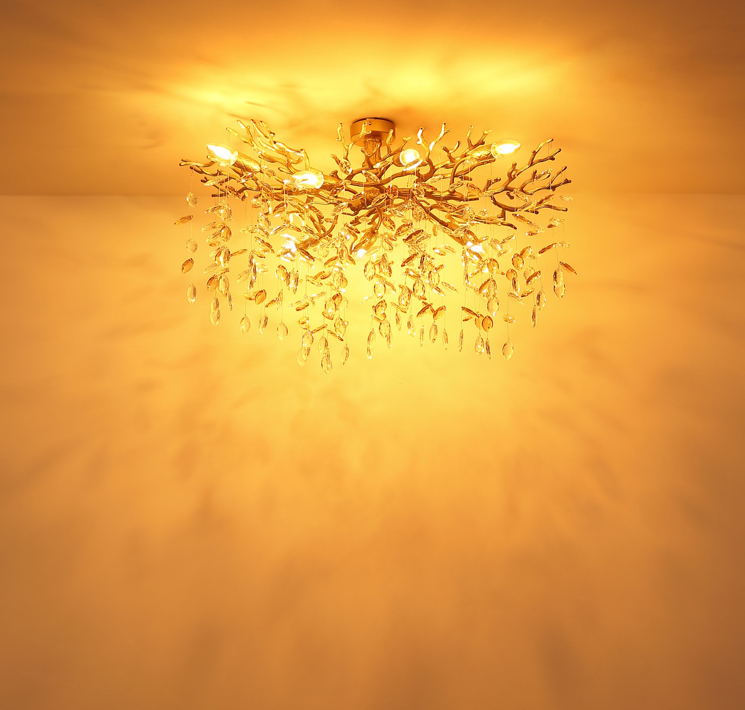 GLOBO LIGHTING Deckenleuchte »QUEENA« E14 1 Stk. Deckenleuchte gold Kristall, E14, elegant, flexibler Look