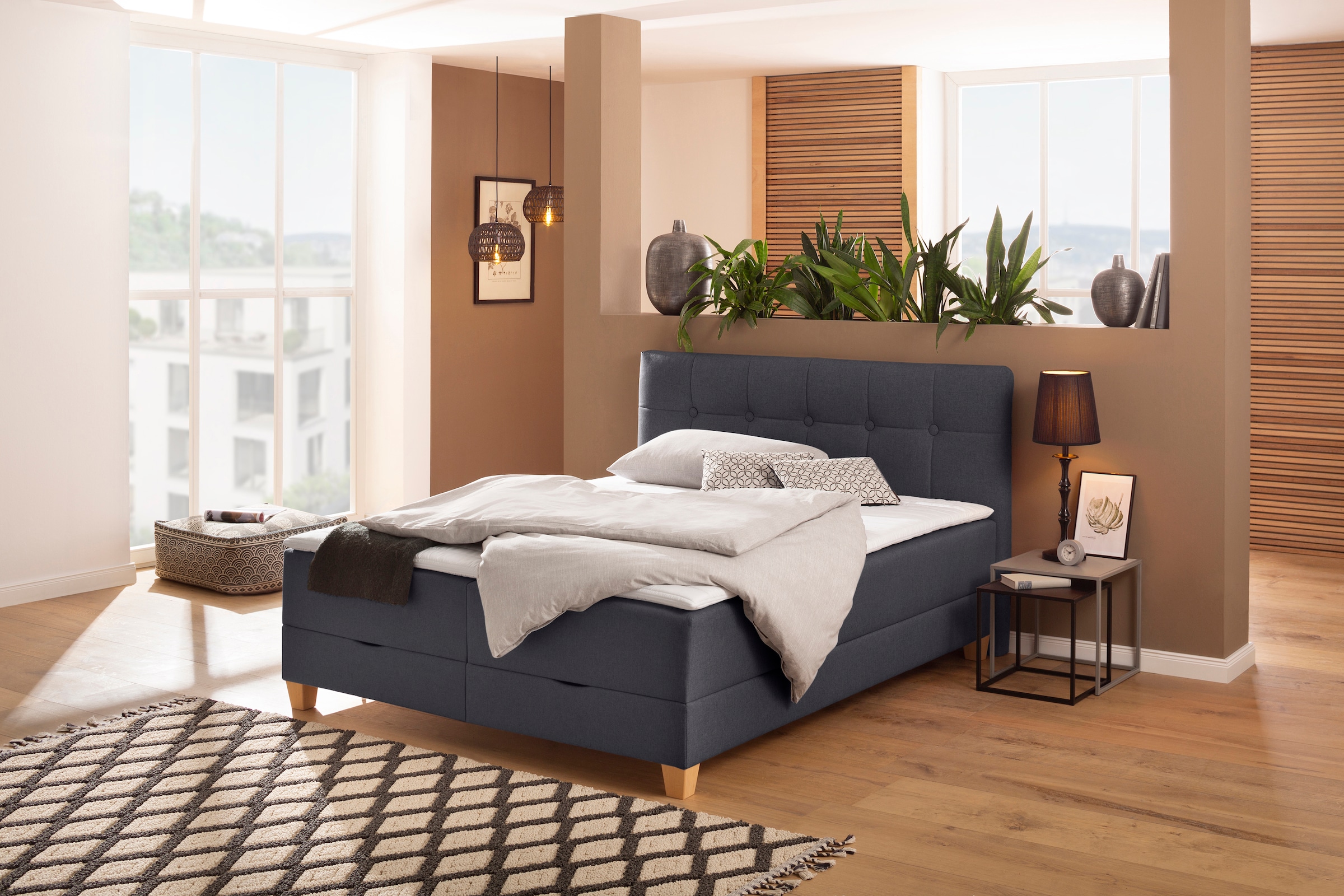 Home affaire Boxbett "Lonrai" in H2,H3 & H4 und XXL - Überlänge 220cm wählbar, inkl. Topper