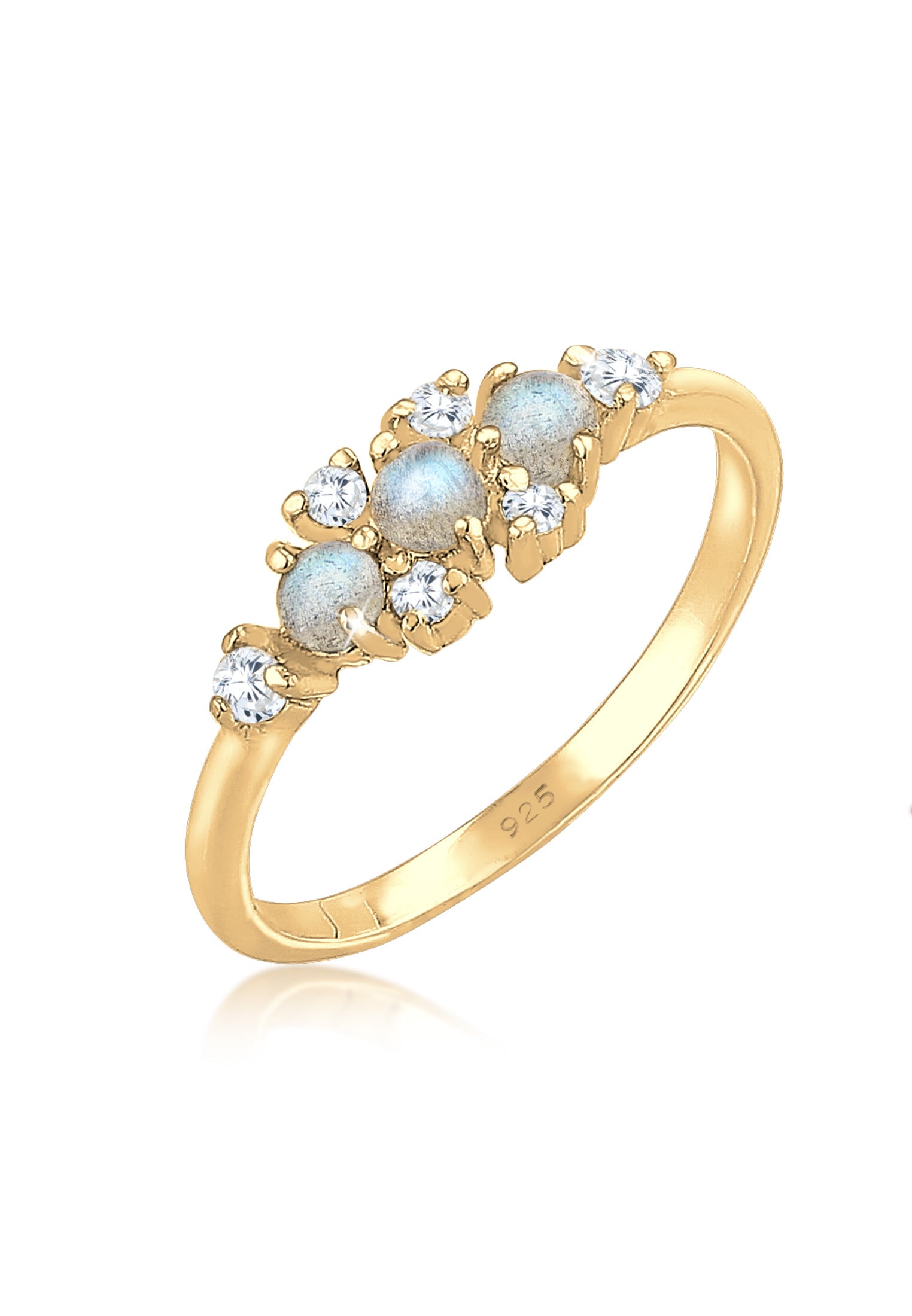 ELLI Damen Verlobungsring "Ring Labradorit Grau 925 Sterling Silber", 54, Silber 925 (Sterlingsilber), gold, Silber 925 (Sterlingsilber), Fingerringe