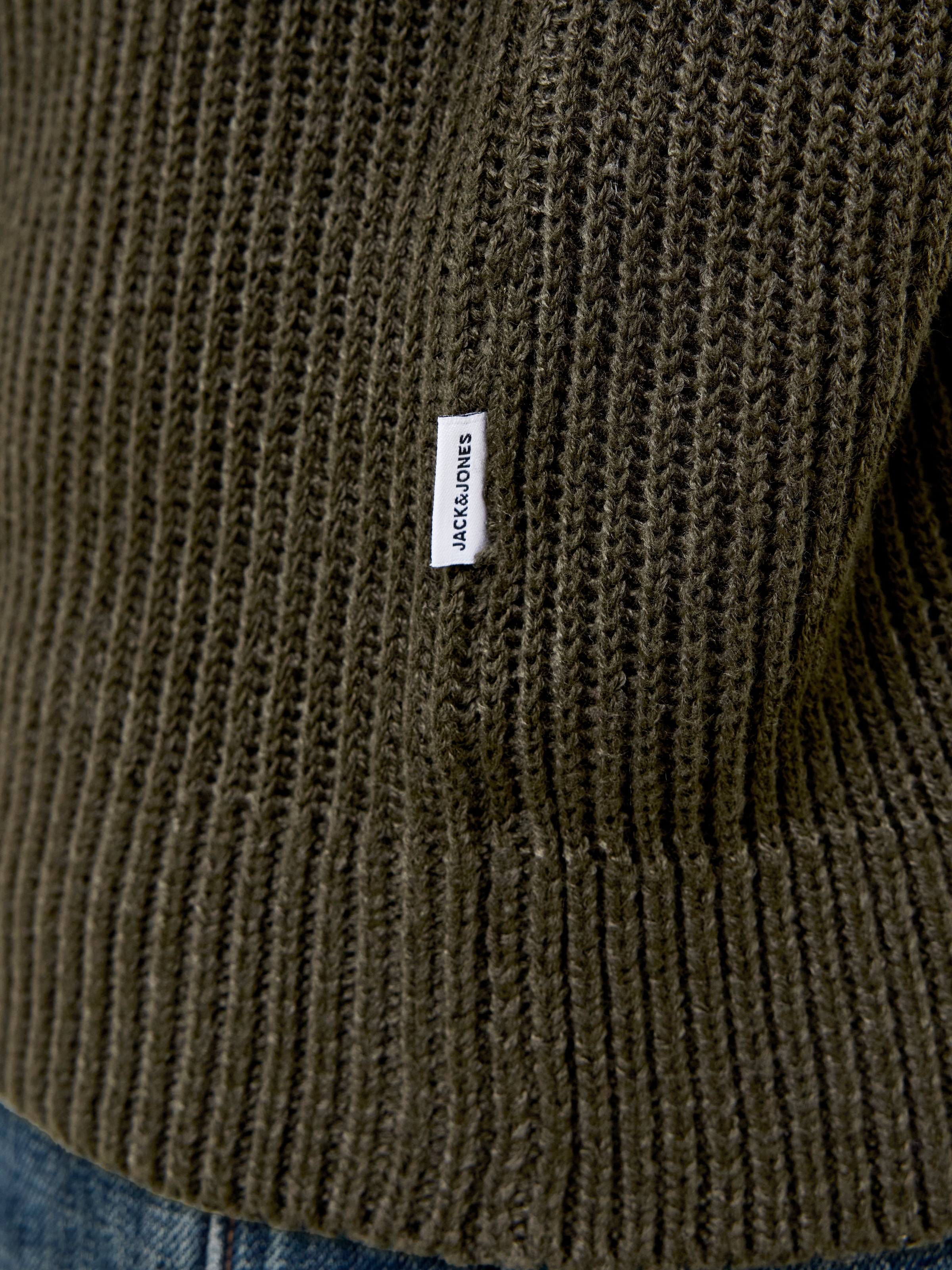 Jack & Jones Rundhalspullover »JJPANNEL KNIT CREW NECK AW26« Materialmix, regular fit