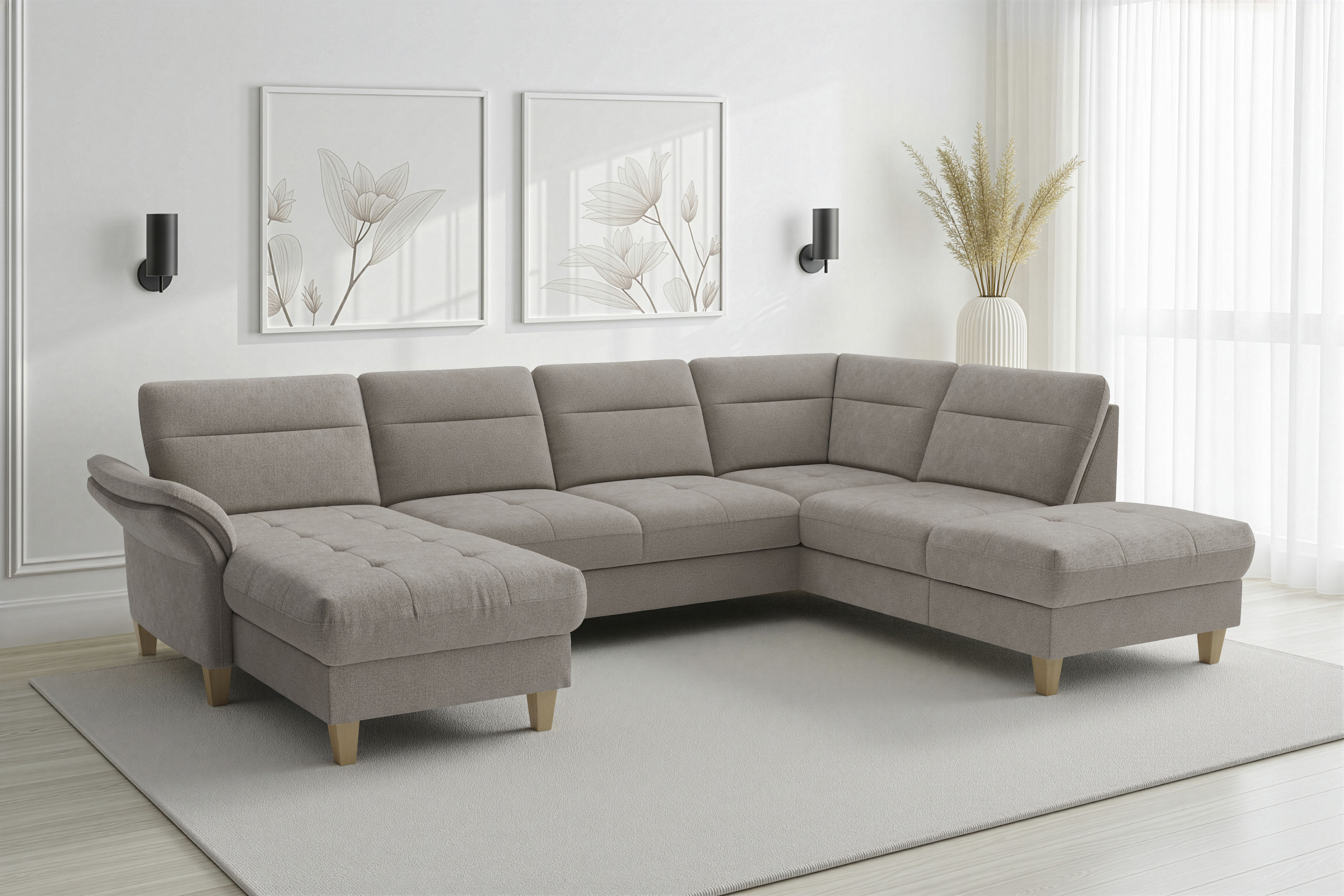 sit&more "Pamela U-Form, B: 292 cm, optional Schlaffunktion & Bettkasten" mit Federkern