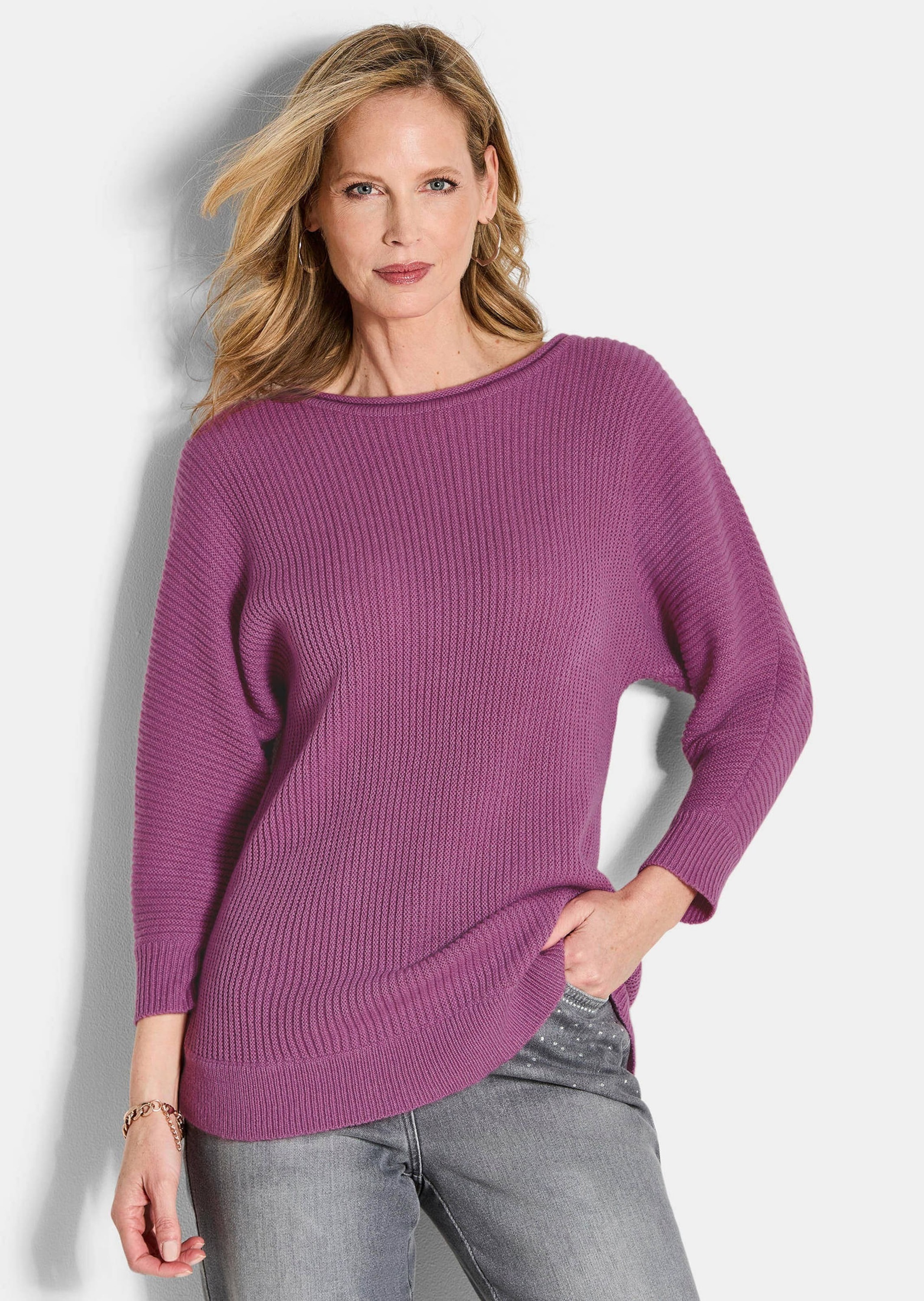 Thumbnail - GOLDNER Rundhalspullover "Fledermausärmel-Pullover, Schurwolle" Schurwollmischung