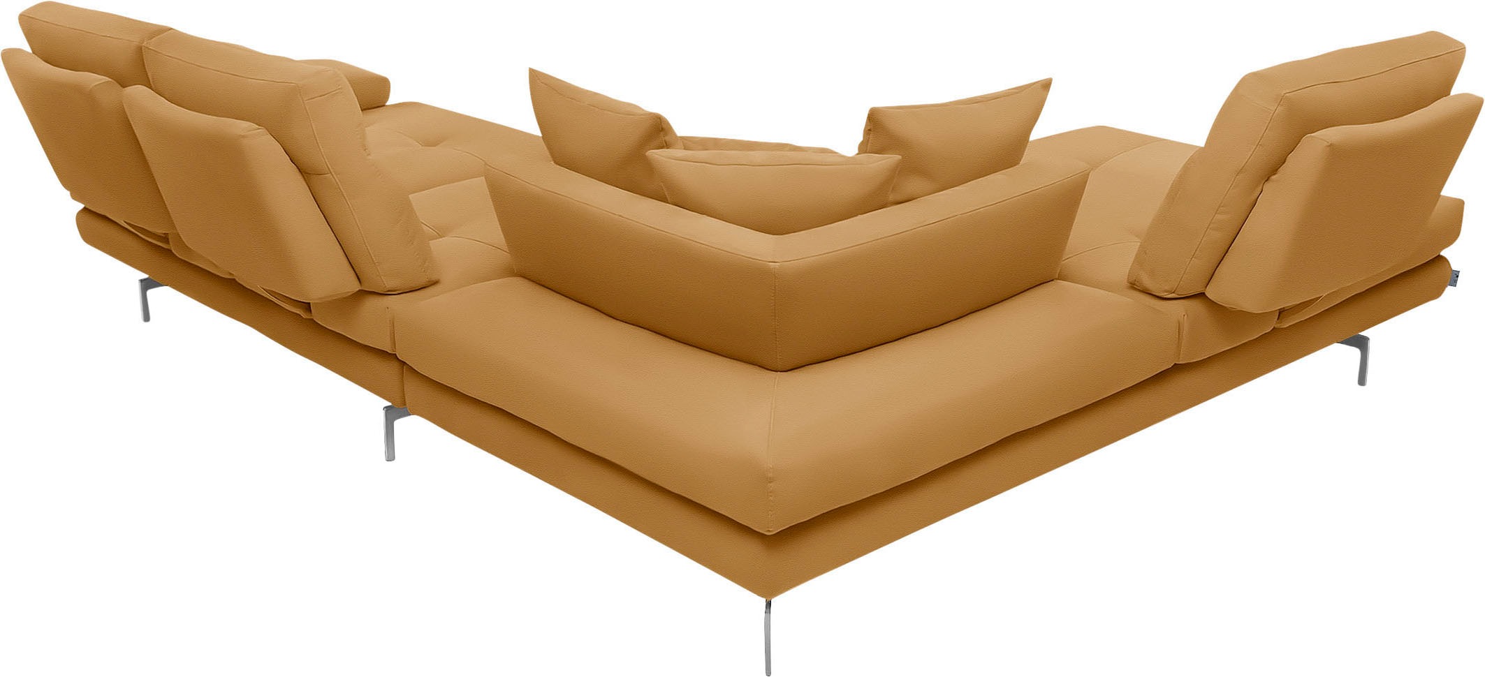 CALIA ITALIA Ecksofa »Toby Wing, L-Form, Designsofa mit sensationellem Sitzkomfort«, Sitztiefenverstell.,wahlw. mit Kissen-Set, Füße chrom glänzend