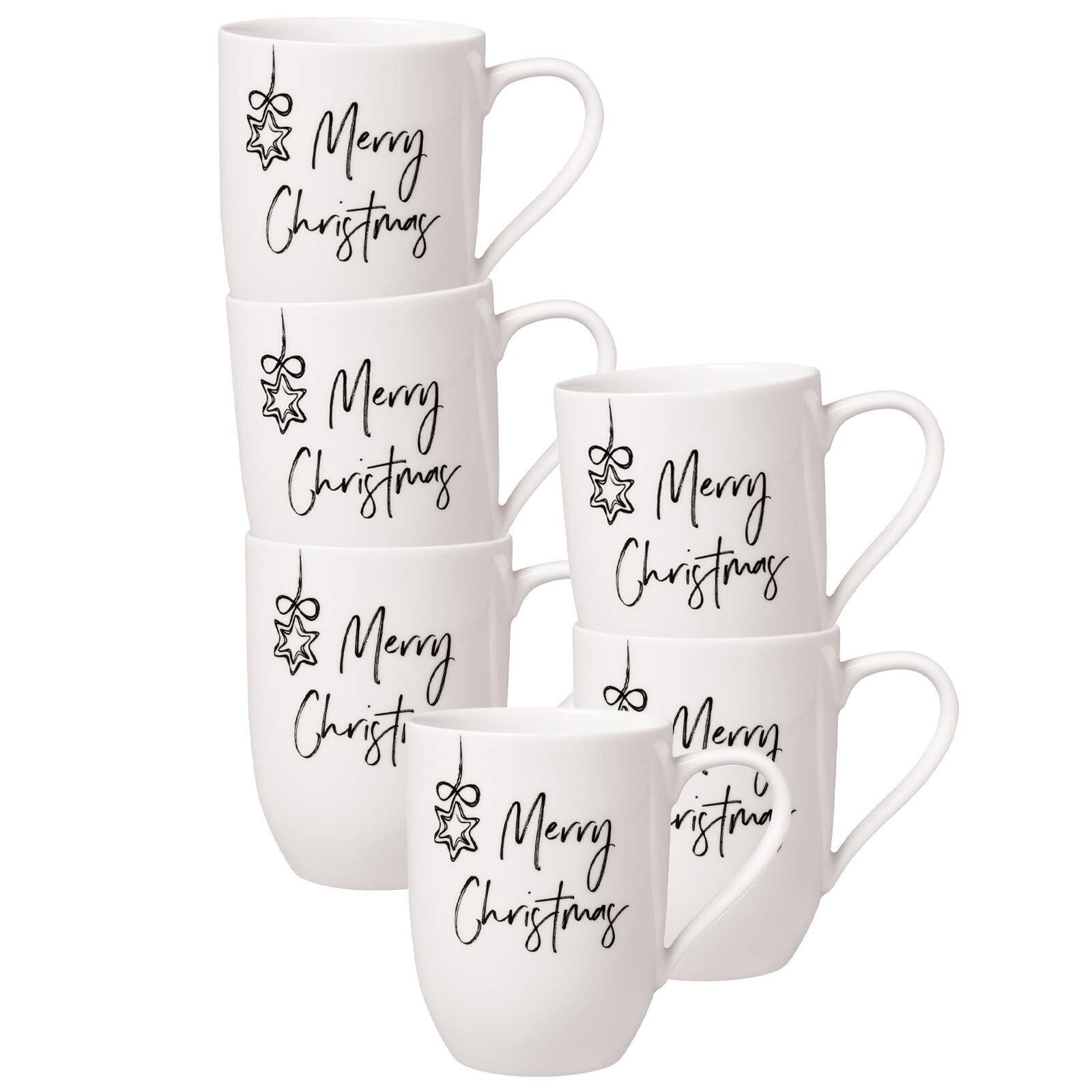 Villeroy & Boch Becher "Becher mit Henkel Merry Christmas Statement 290 ml 6er Set weiß"