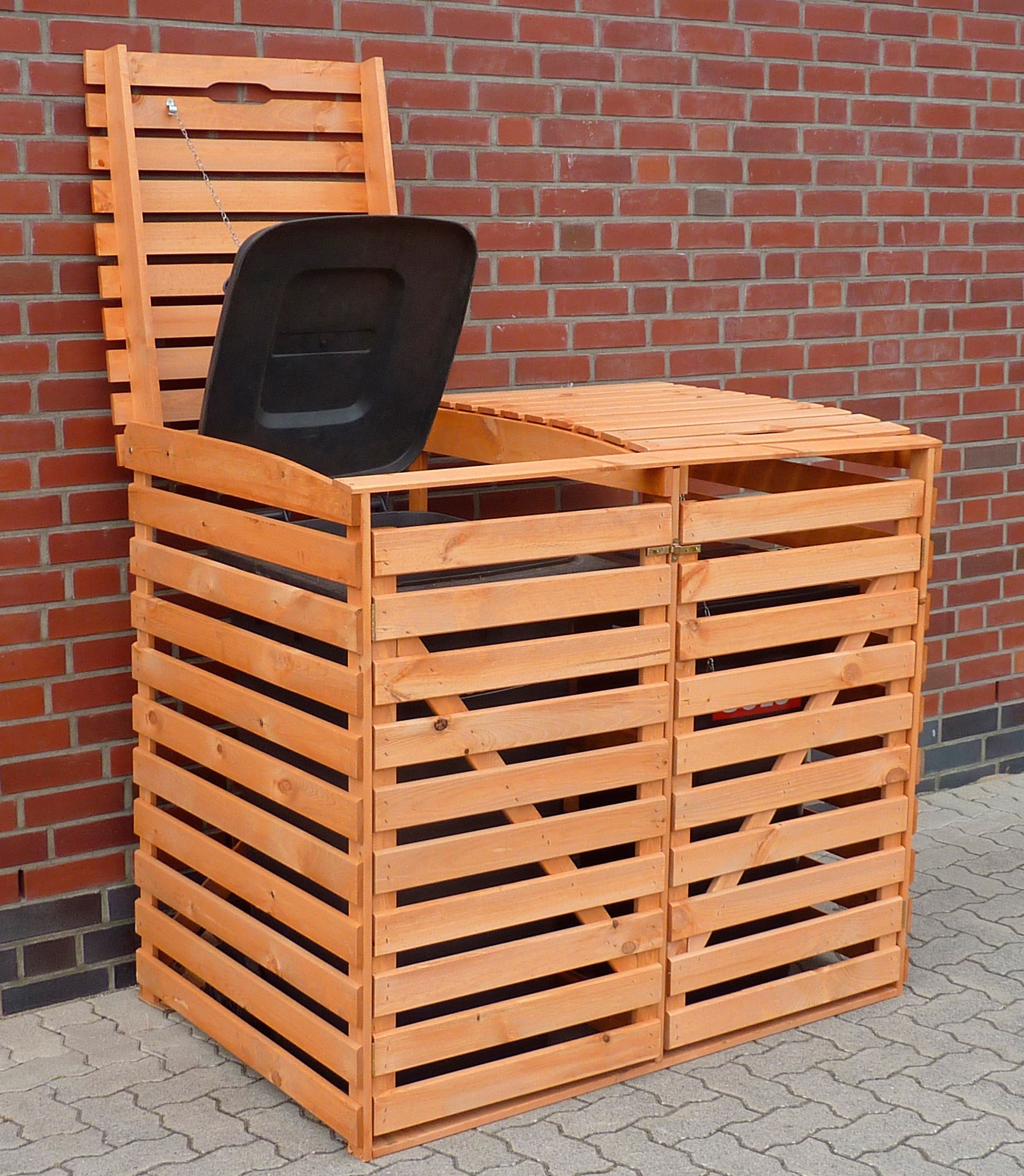 promadino Mülltonnenbox, für 2x120 l aus Holz, BxTxH: 130x63x111 cm