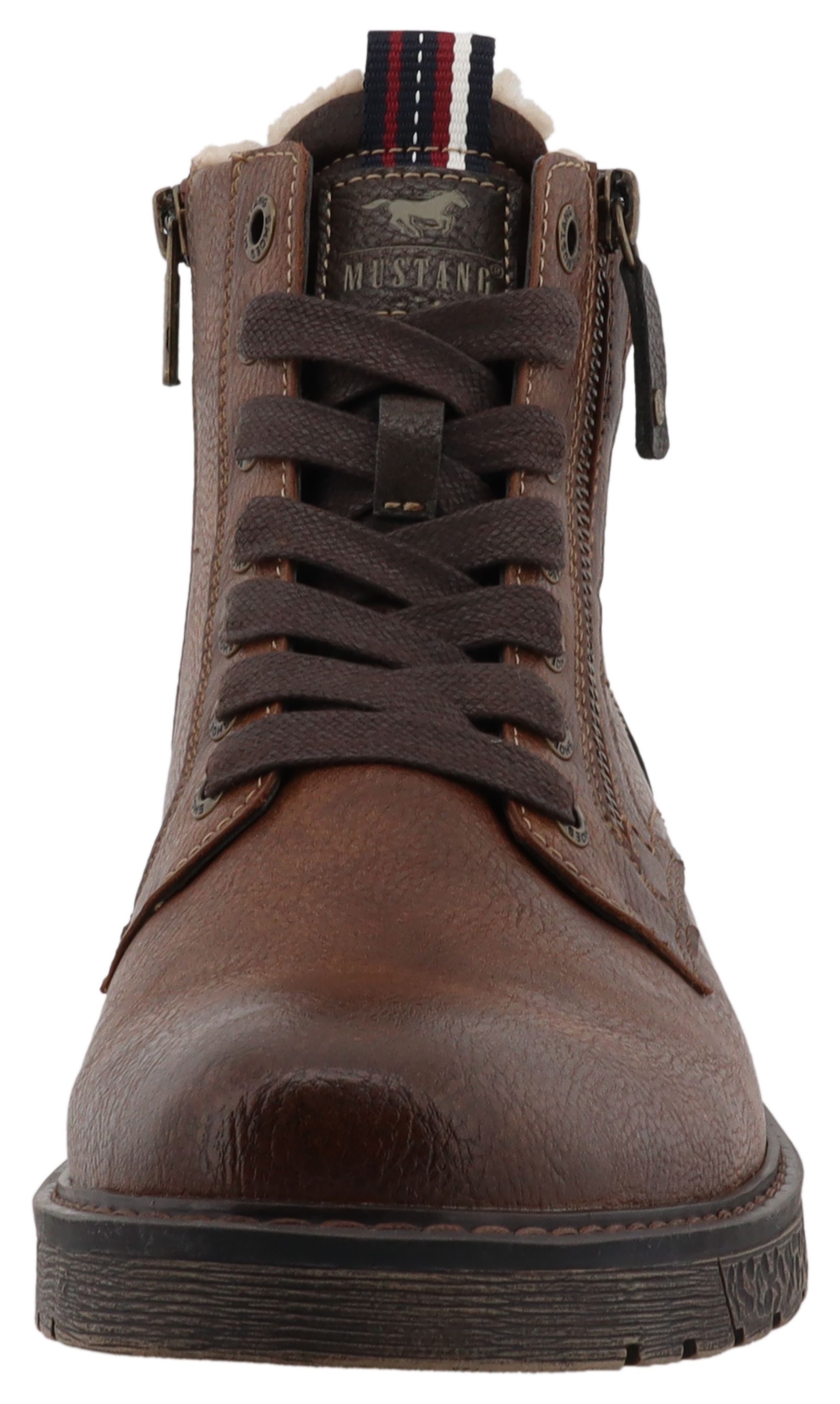 Winterstiefelette MUSTANG SHOES "Midor", Herren, Gr. 44, braun, Lederimitat, Textil, used, Basic, Schuhe Winterstiefelette, Schnürstiefel, Winterstiefel mit Warmfutter 3