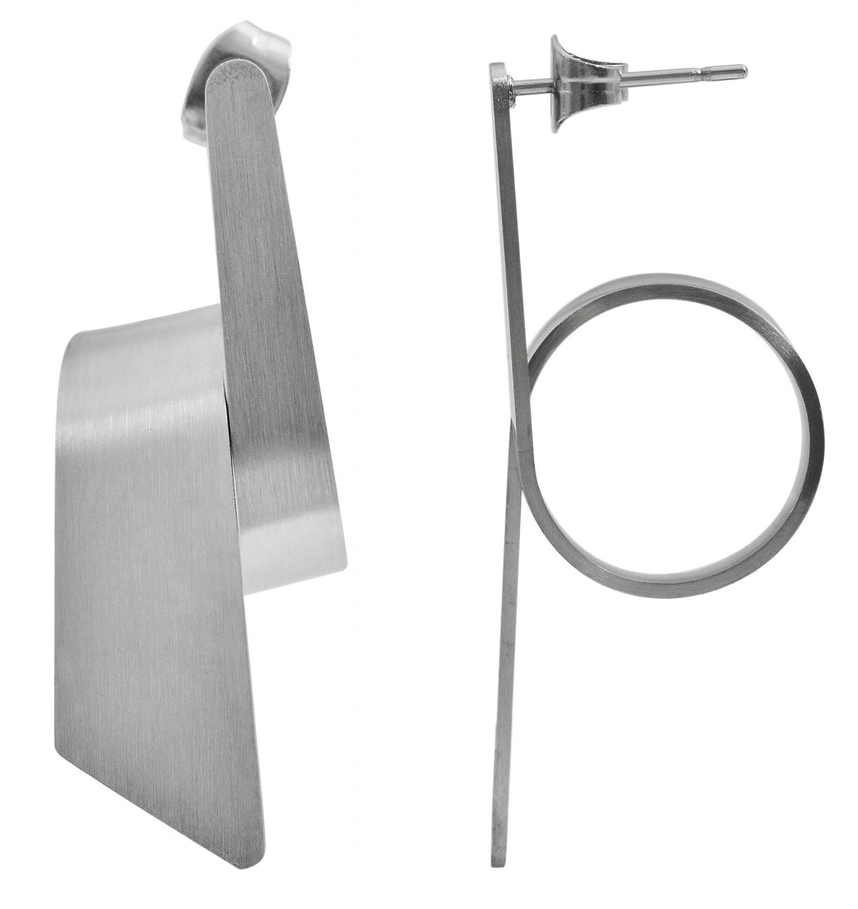 Paar Ohrhänger ADELIA´S "Damen Ohrstecker aus mattem Edelstahl", silber, Ohrringe, Damen, Damen, Edelstahl