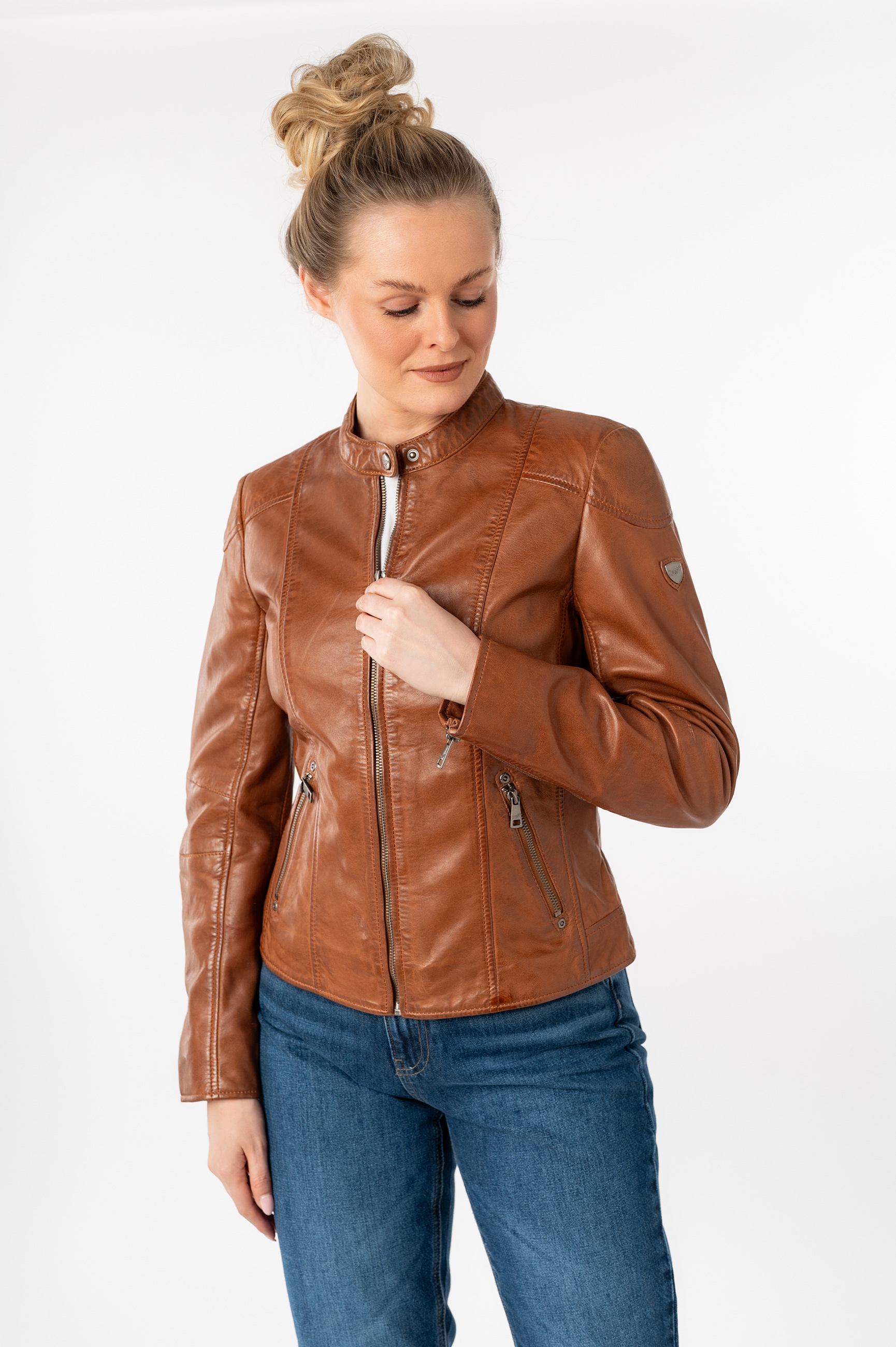 Mauritius Lederjacke "MWKeili", mit Stehkragen & Drucker günstig online kaufen