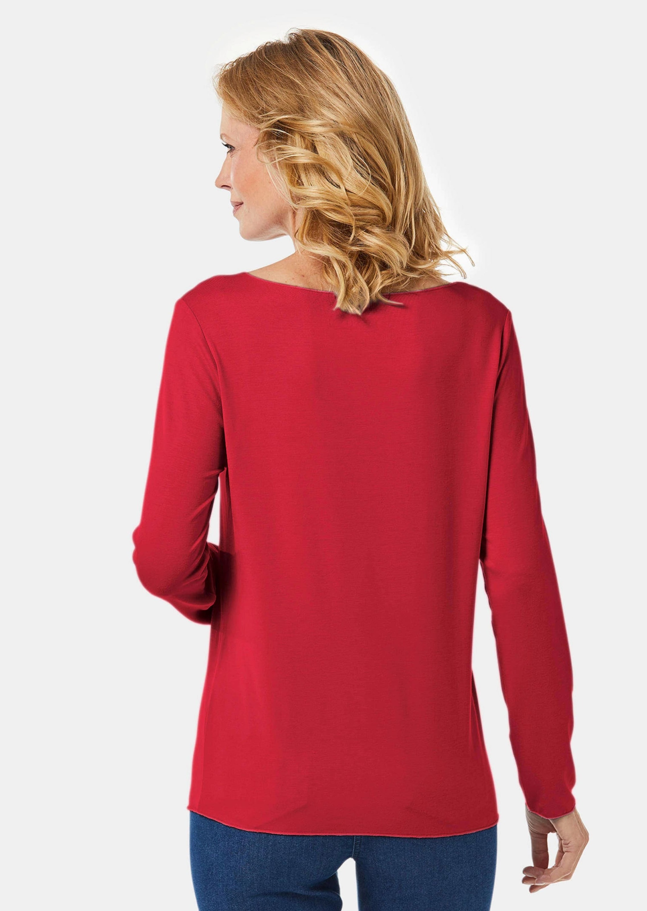 GOLDNER Longpullover »Shirt Kombistarkes Langarmshirt mit tonaler Zierkante«