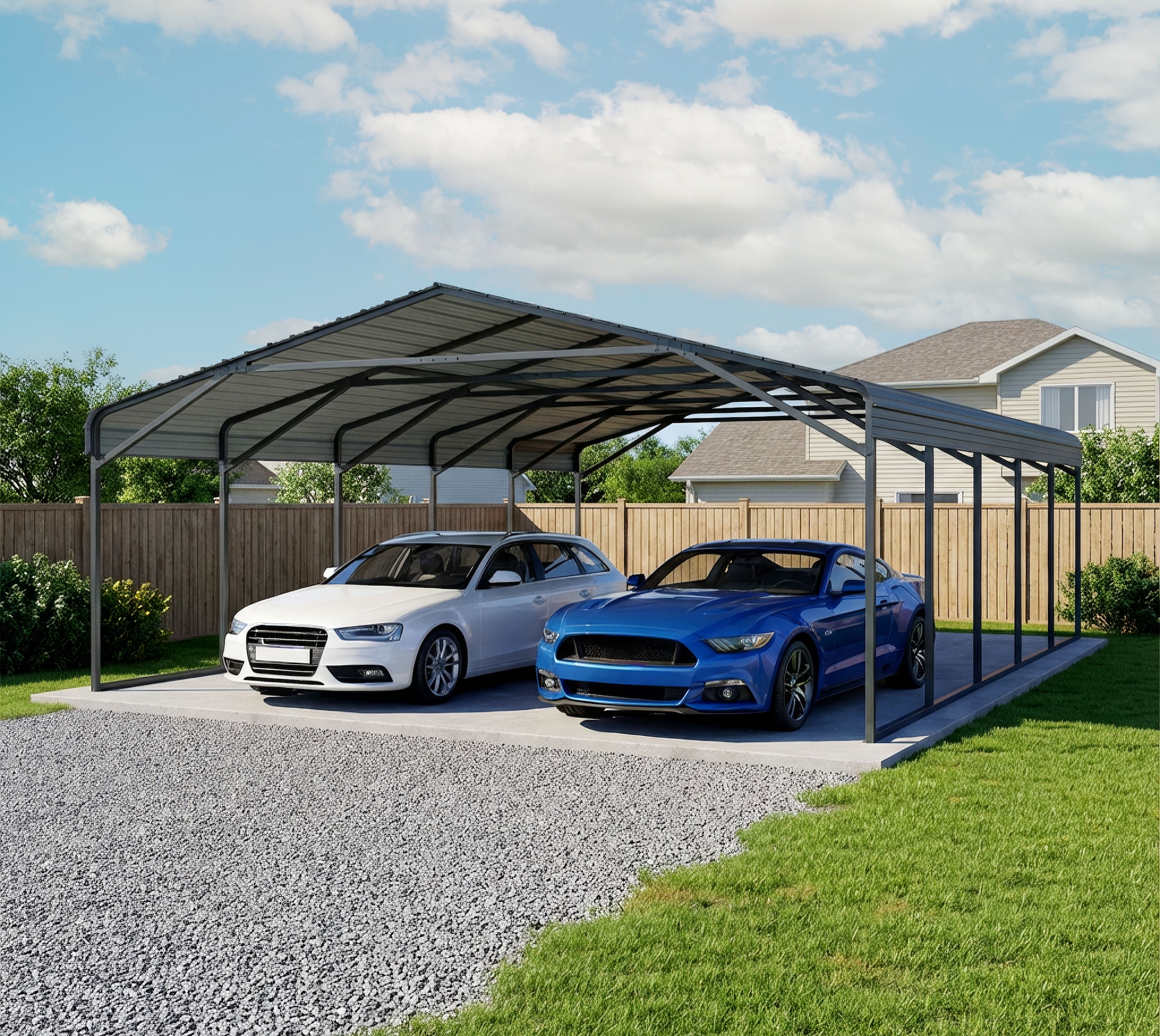 WESTMANN Doppelcarport »Kopenhagen L Grau« Stahl Grau wetterfeste Konstruktion durch pulverbeschichtete Oberfläche