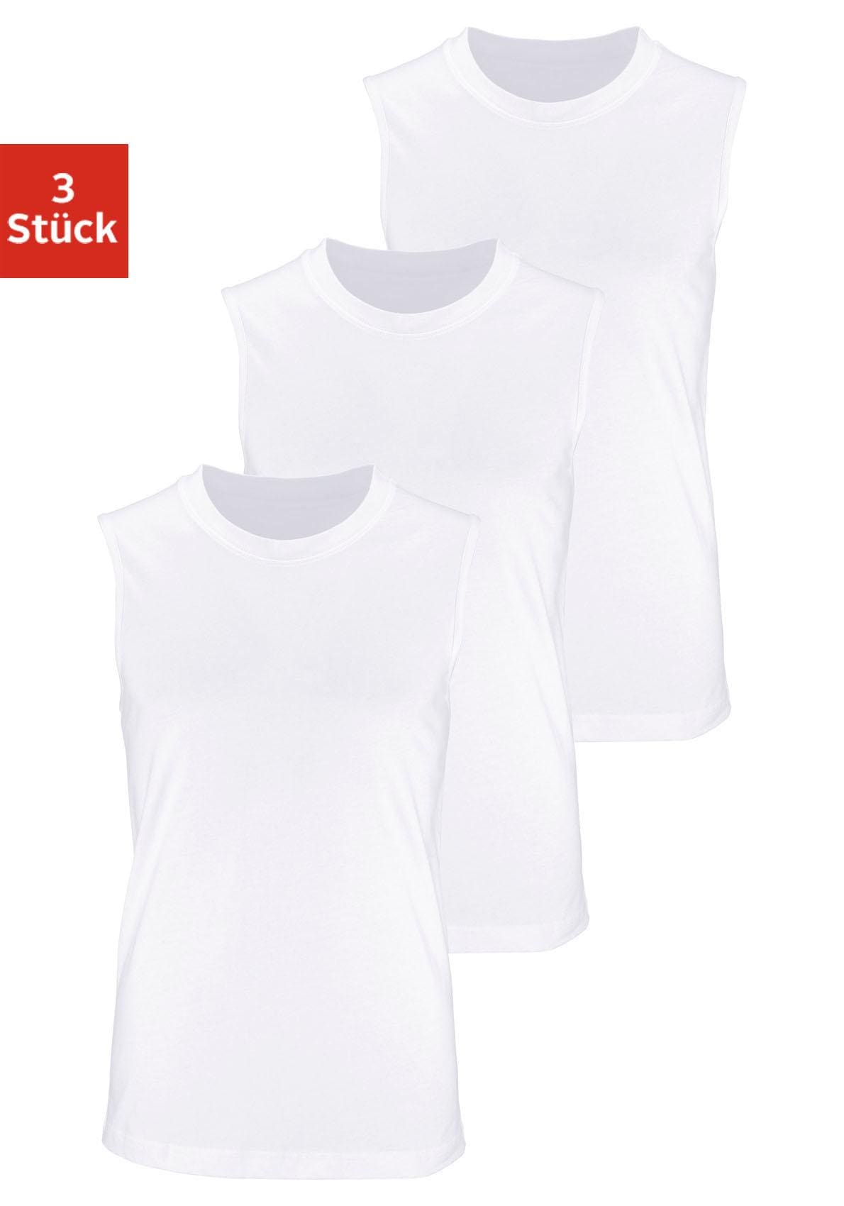 H.I.S Muscleshirt ", Unterziehshirt, Unterhemd für Herren" Packung, 3er-Pack, 3 Stk. unifarben, Rundhalsausschnitt, aus Baumwolle