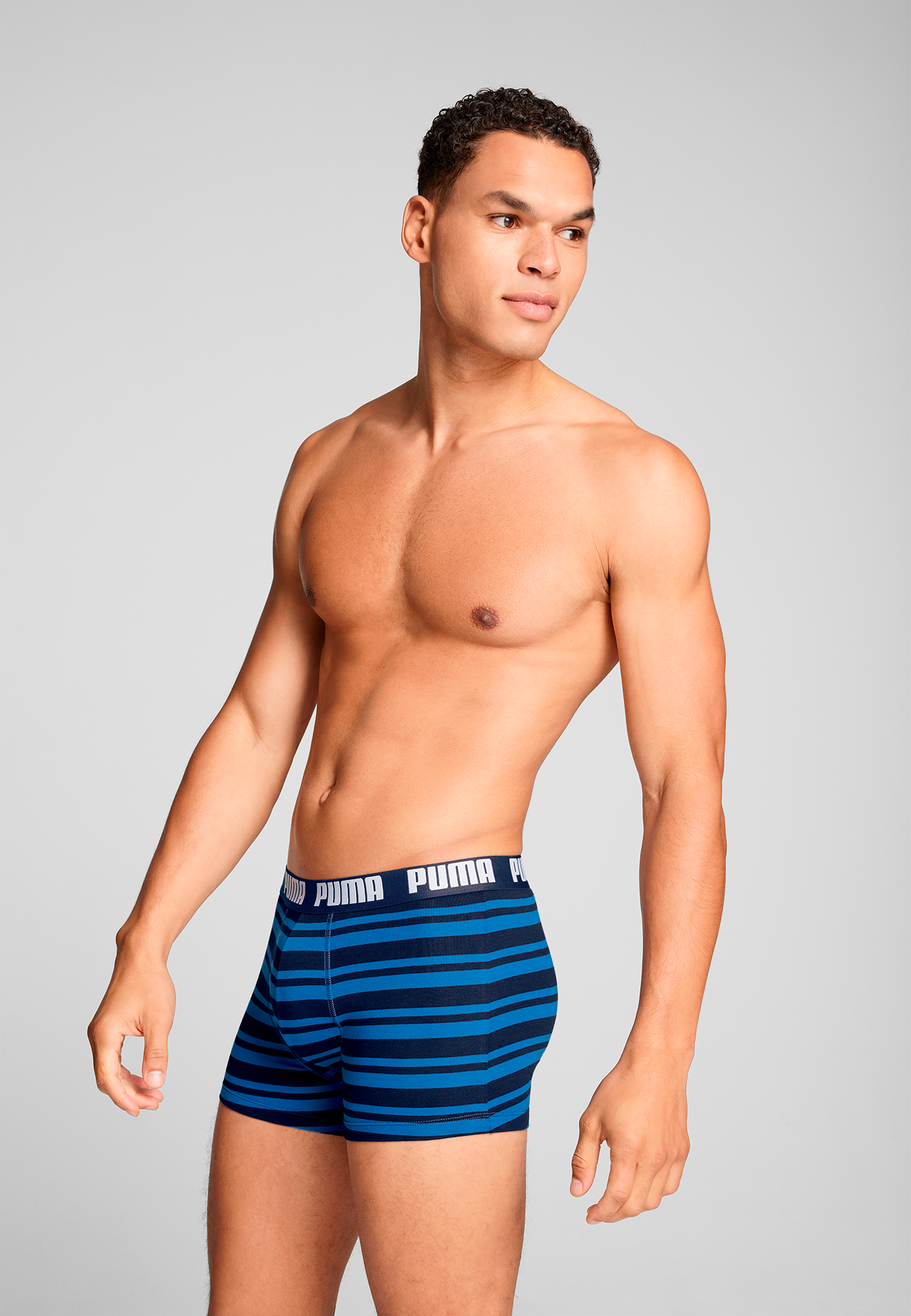 PUMA Boxershorts »PUMA MEN EVERYDAY STRIPED BOXERS 2P«, (Packung, 2er Pack), mit kontrastfarbigem Schriftzug