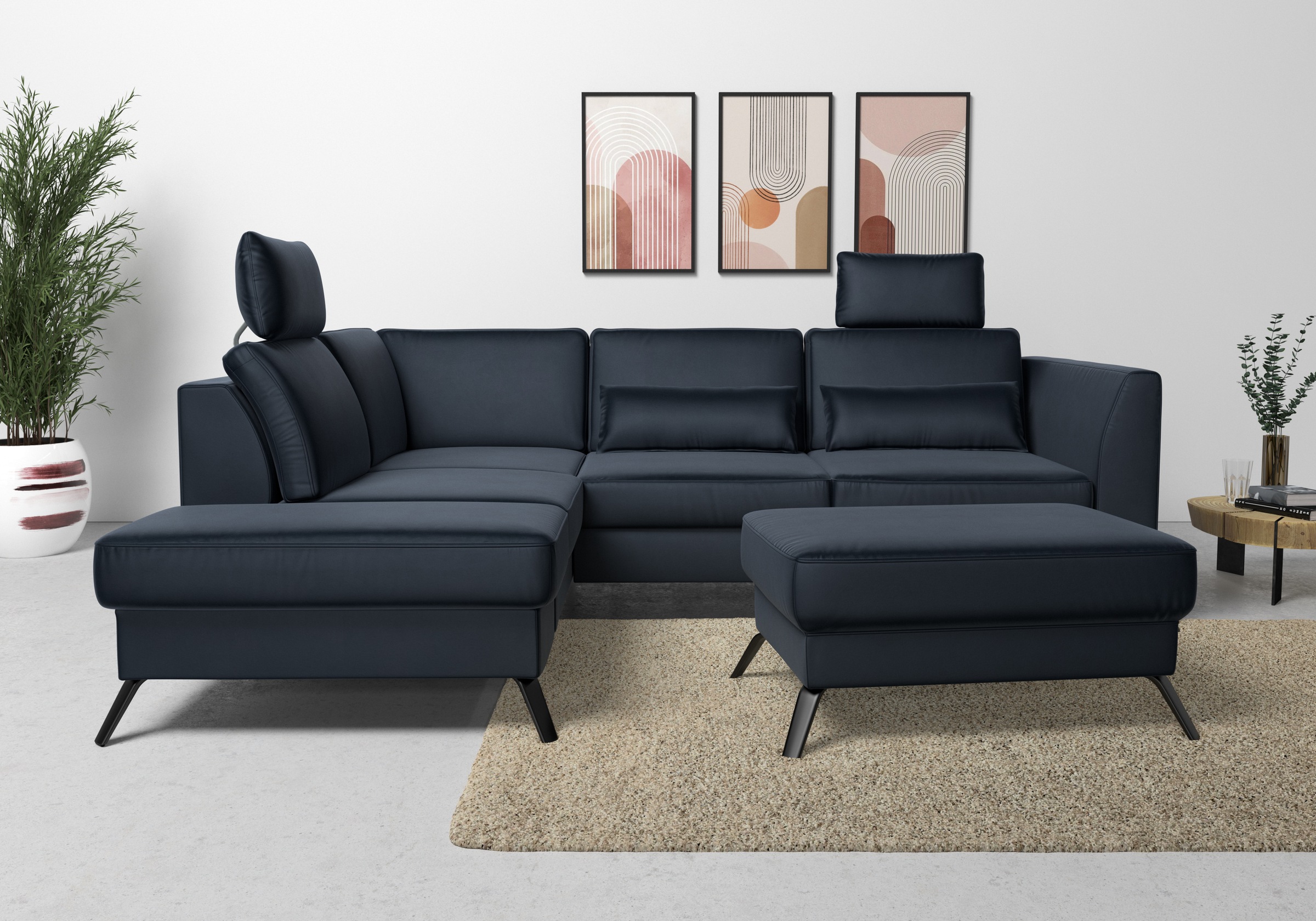 sit&more Ecksofa »Olsen L-Form«, inklusive Sitztiefenverstellung, wahlweise mit Bettfunktion, 15cm hoch