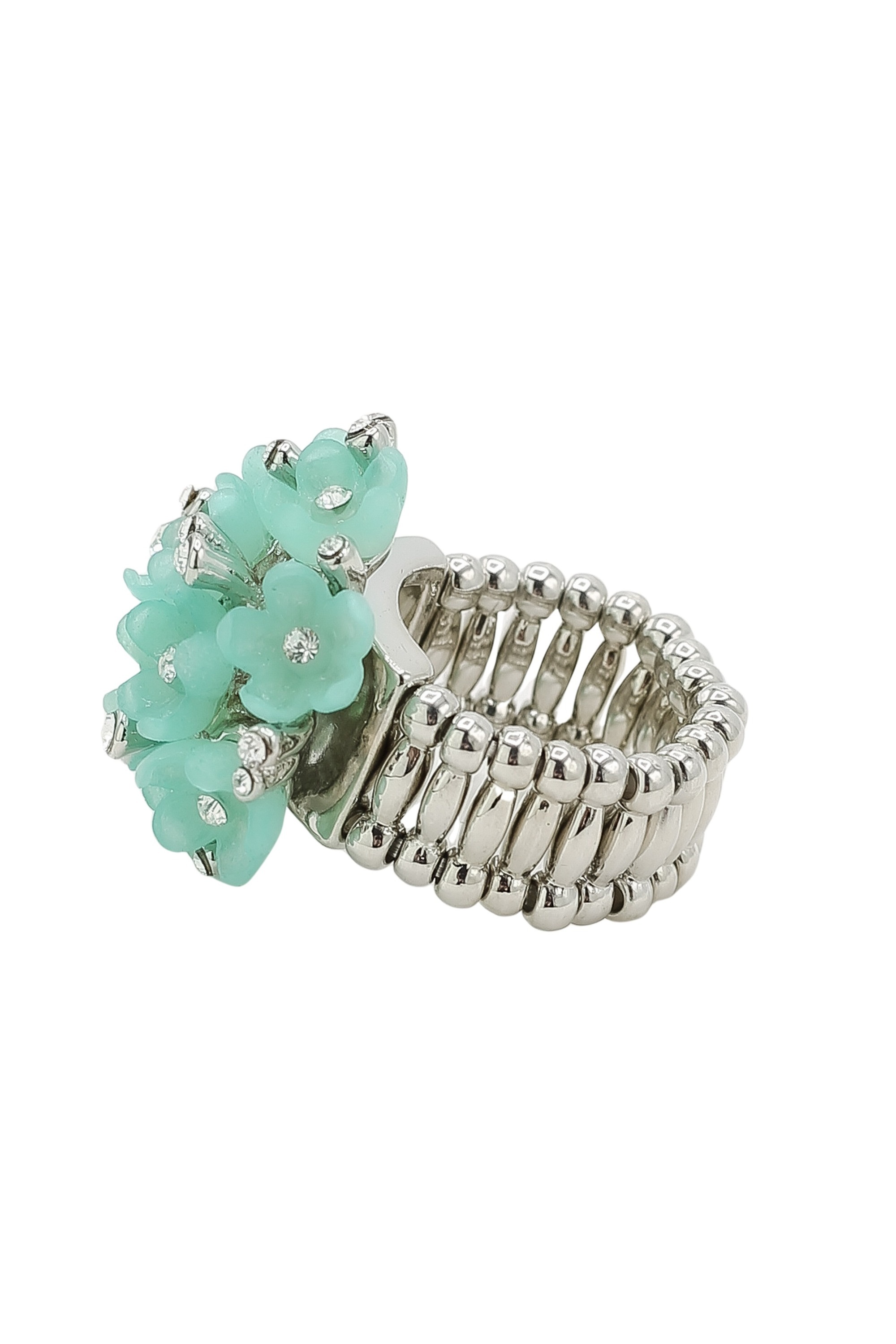 Fingerring "Funkelblüte", grün, COLLEZIONE ALESSANDRO, Fingerringe, Damen, Messing, Fingerring 2