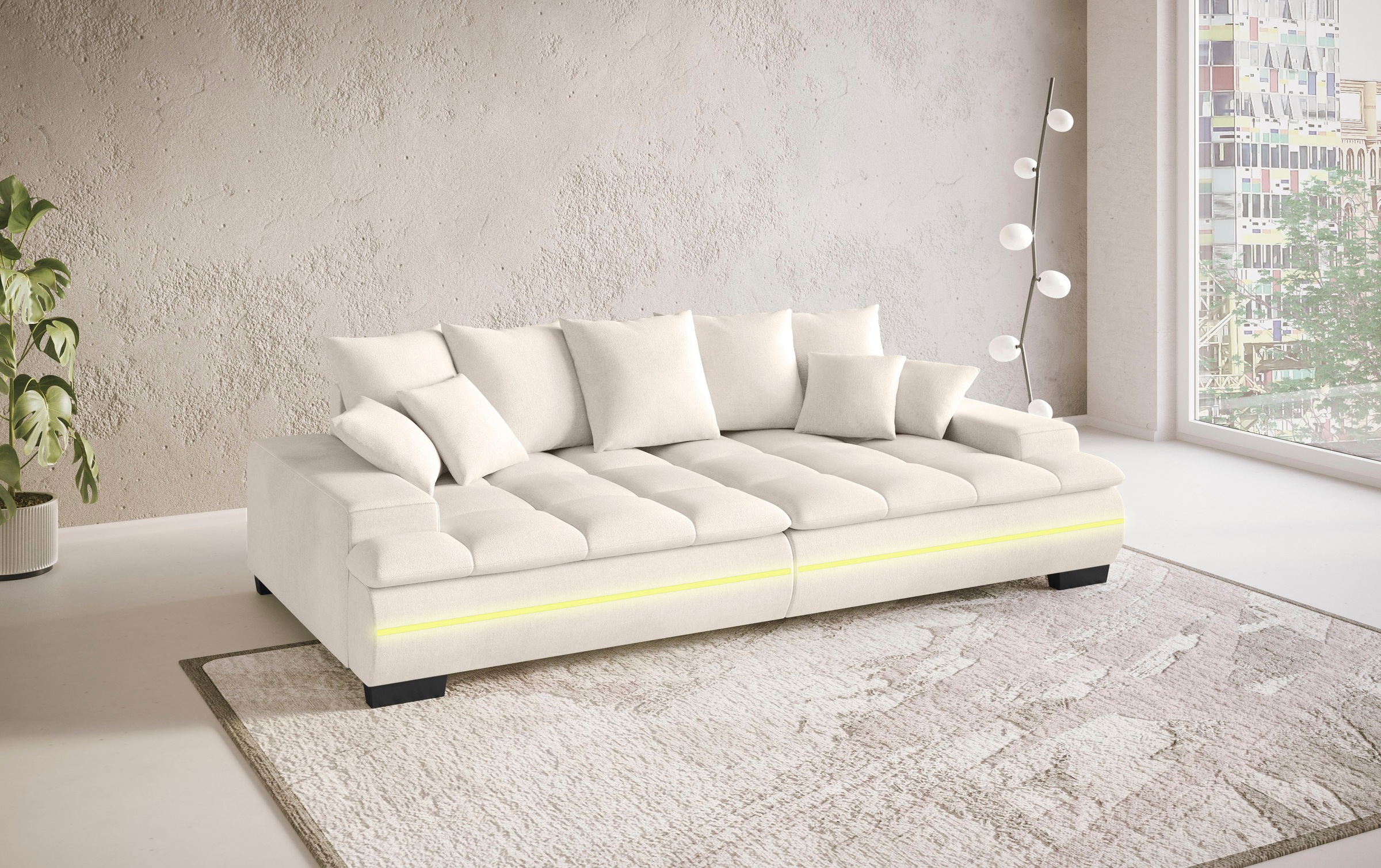 Mr. Couch Big-Sofa »Haiti II RGB-LED«, RGB-LED Beleuchtung, mit Handwerklich gearbeiteter Komfort-Steppung