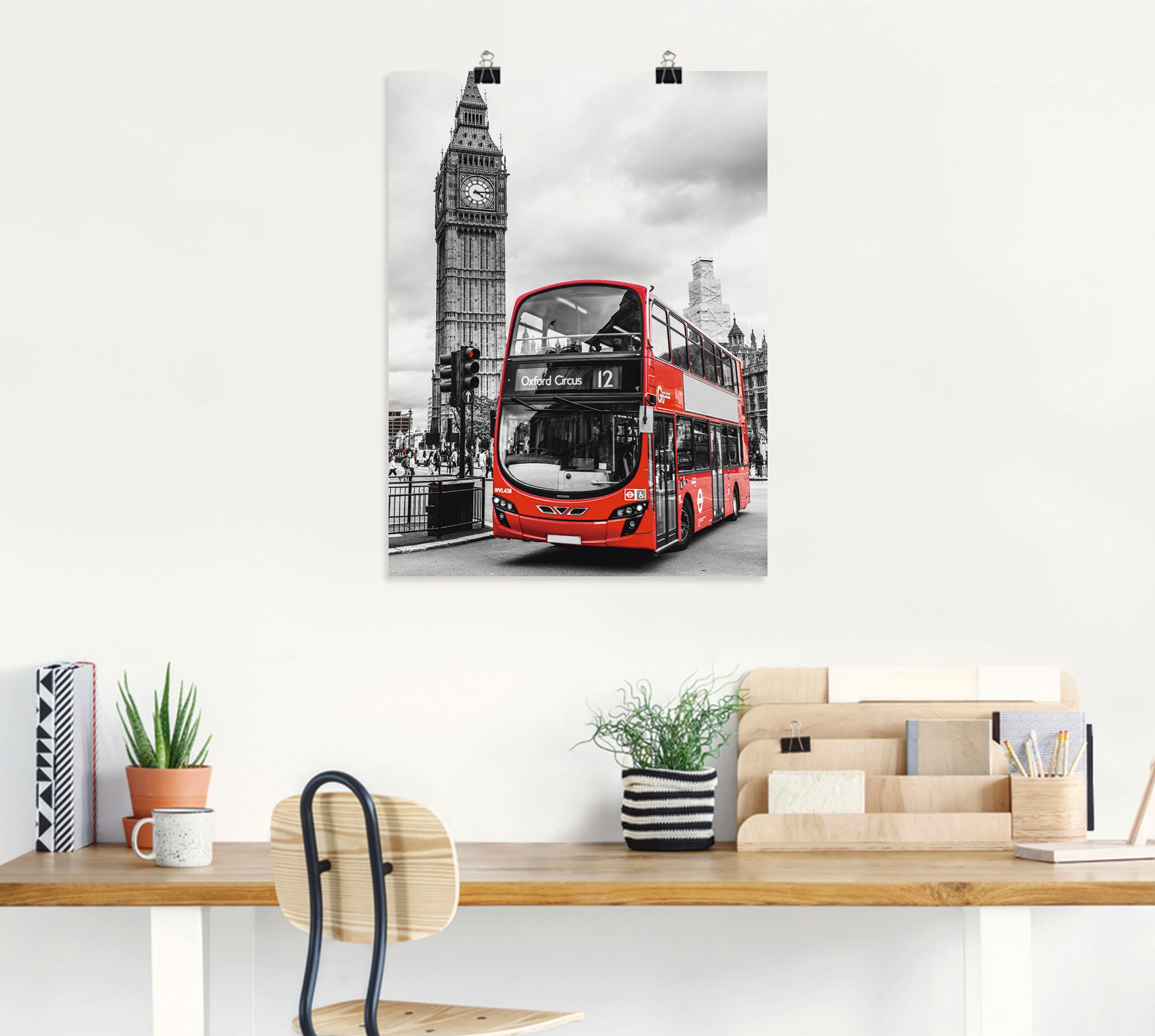 Artland Wandbild »London Bus und Big Ben«, Gebäude, (1 St.), als Leinwandbild, Poster in verschied. Größen