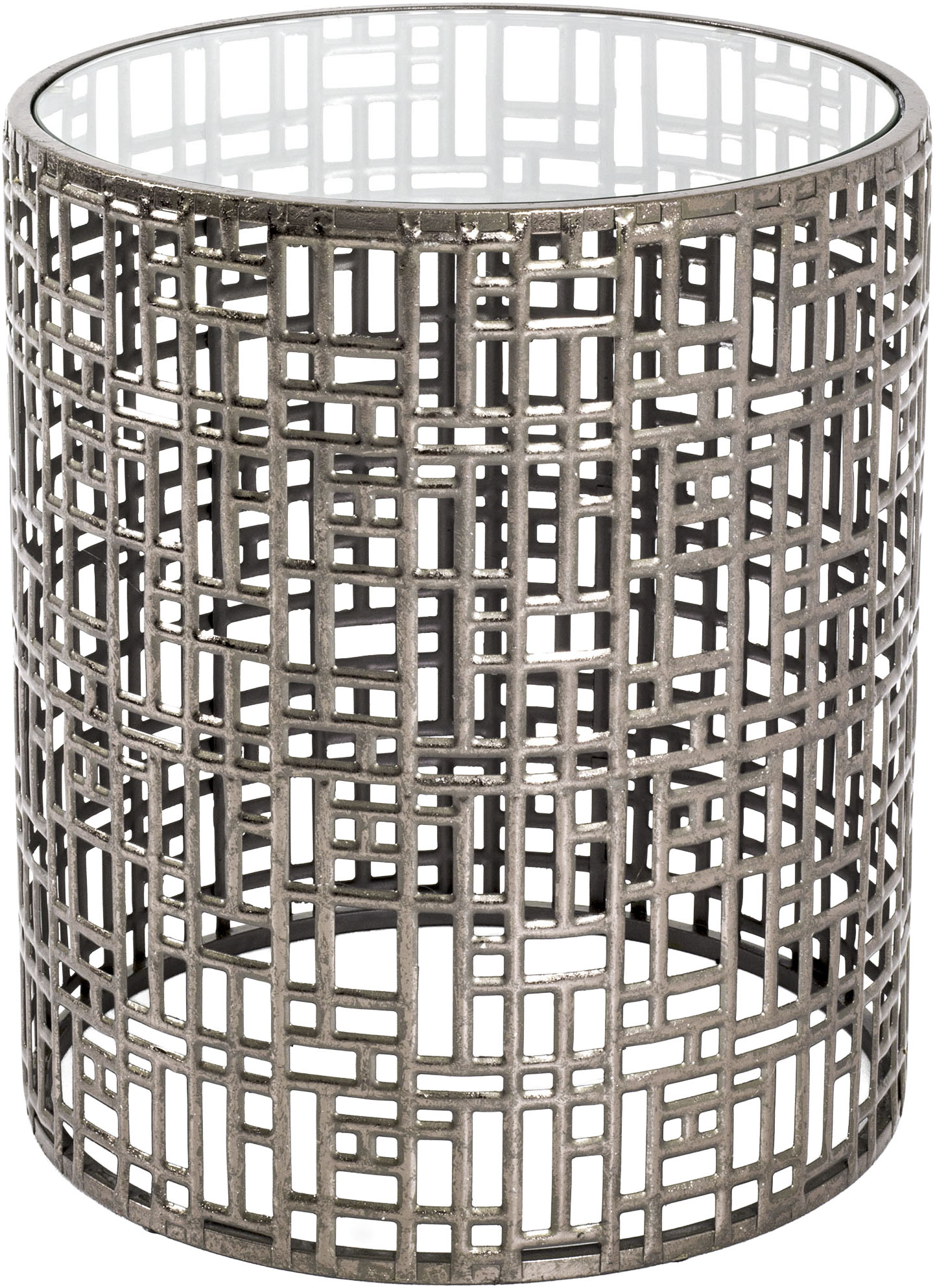 HAKU Beistelltisch "Sofatisch, Wohnzimmertisch" 1 Stk. tlg. zylindrisch - aus Metall Silber B/T/H //45 cm