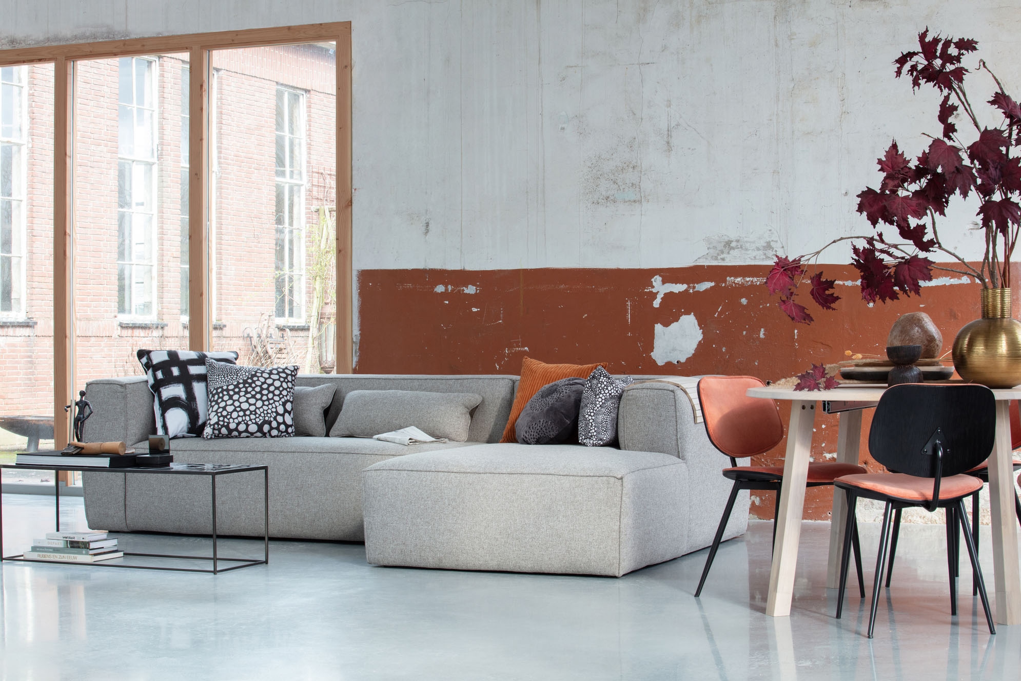 WOOOD Ecksofa »Bean Rechts Incl. Kissens Light Grey«