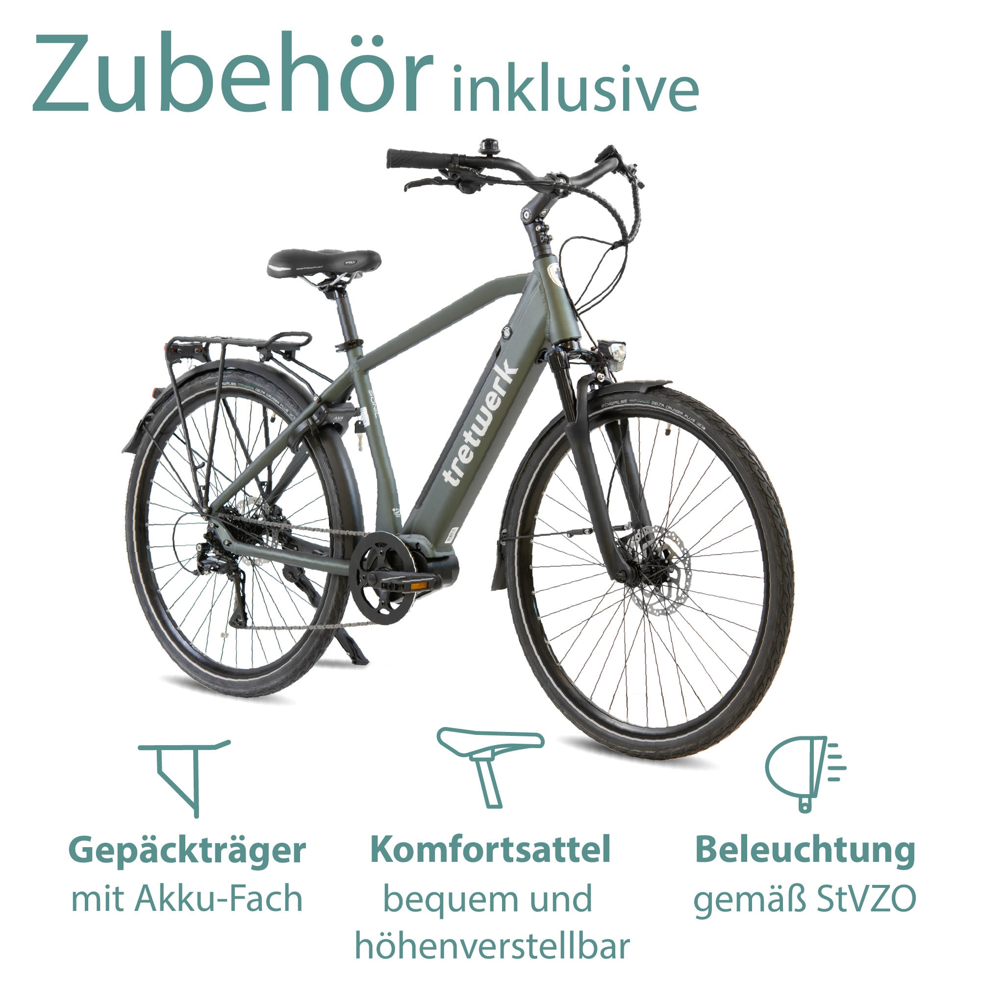 Tretwerk E-Bike »Sonic«, 8 Gang, Shimano, Acera M3020 SGS, Mittelmotor 250 W, Pedelec, Elektrofahrrad für Damen u. Herren