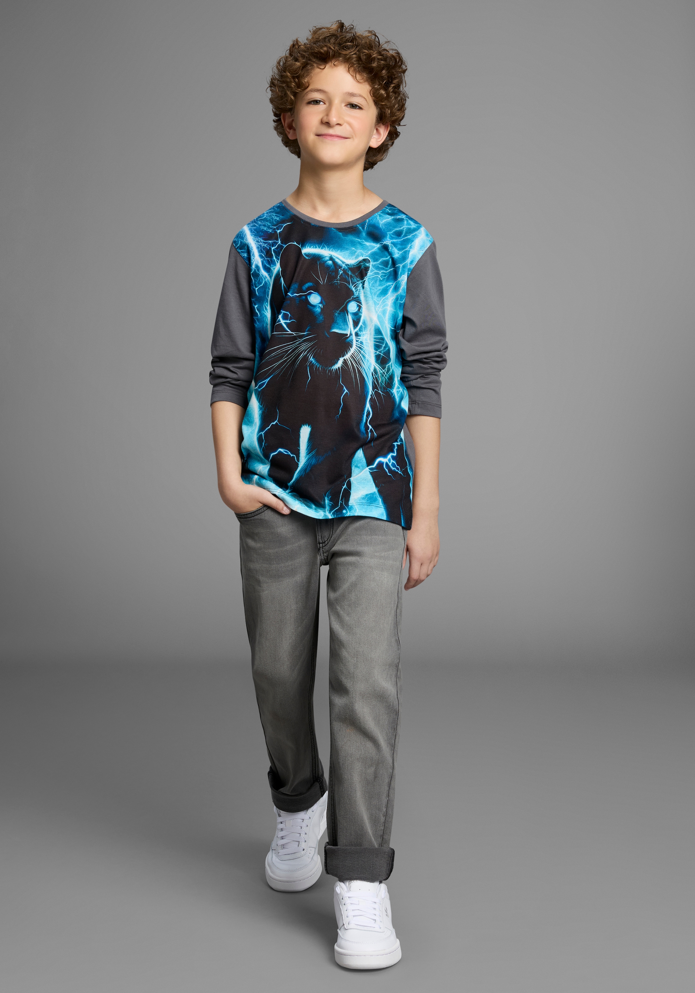 KIDSWORLD Langarmshirt »PANTHER, Fotoprint«, Shirt mit Fotodruck, Gecko