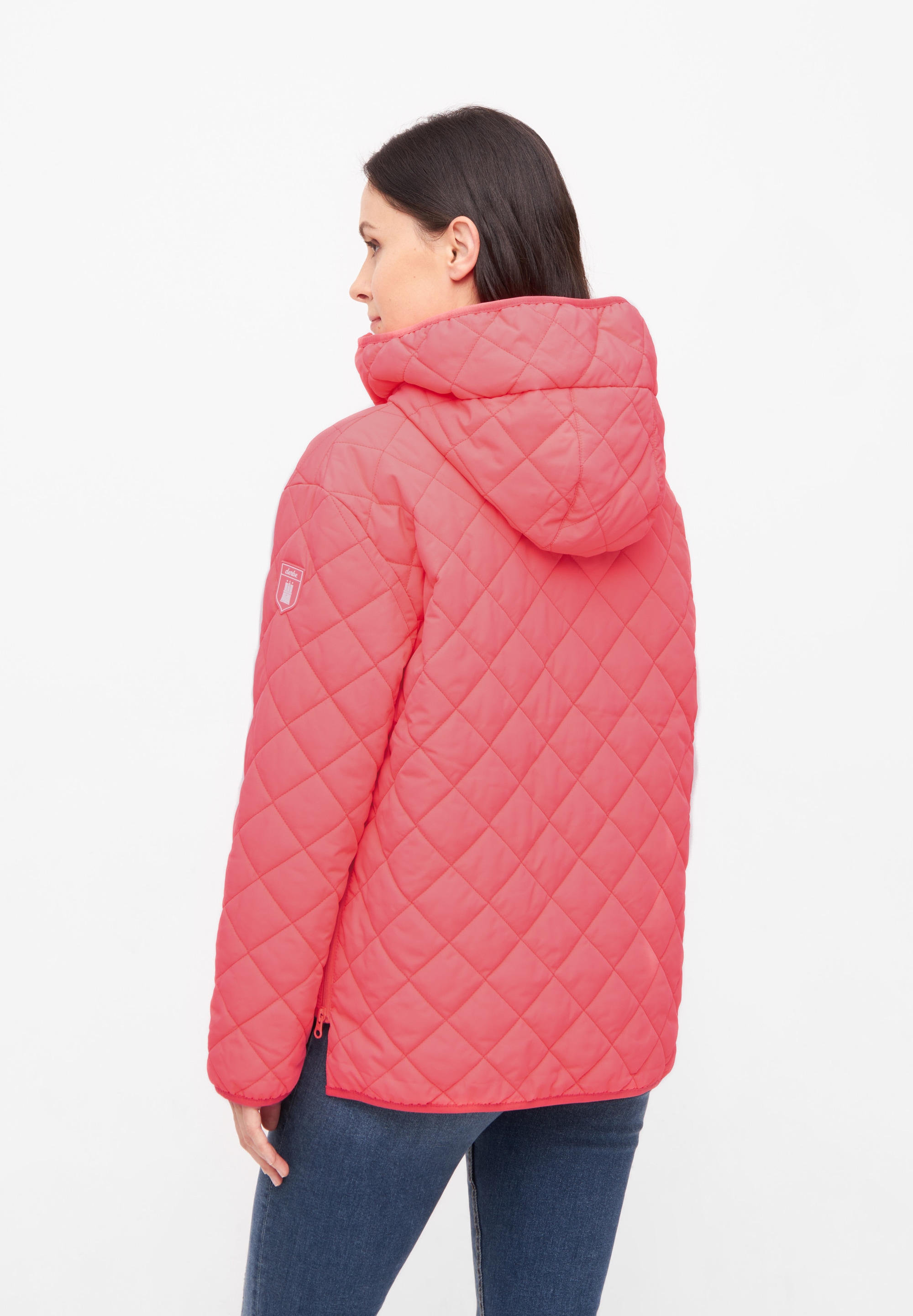 Derbe Steppjacke »Quiltby Short«, mit Kapuze, Wasserabweisend, Kapuze, 2-Wege Reisßverschluss