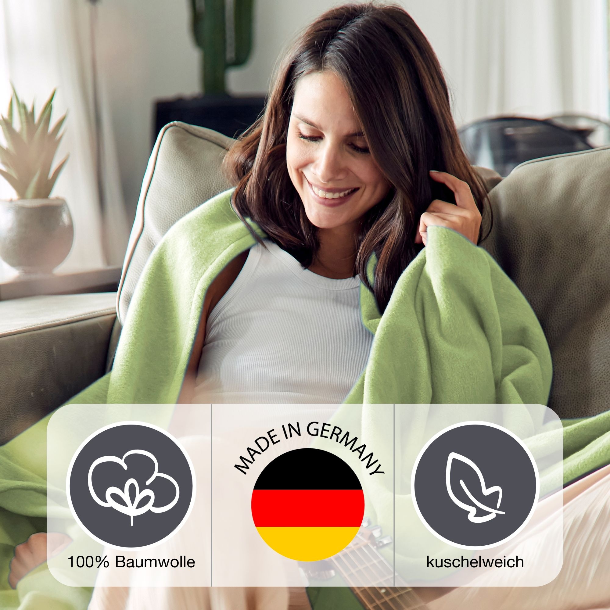 Thumbnail - IBENA Wohndecke "Cotton Pur" in trendigen Farben