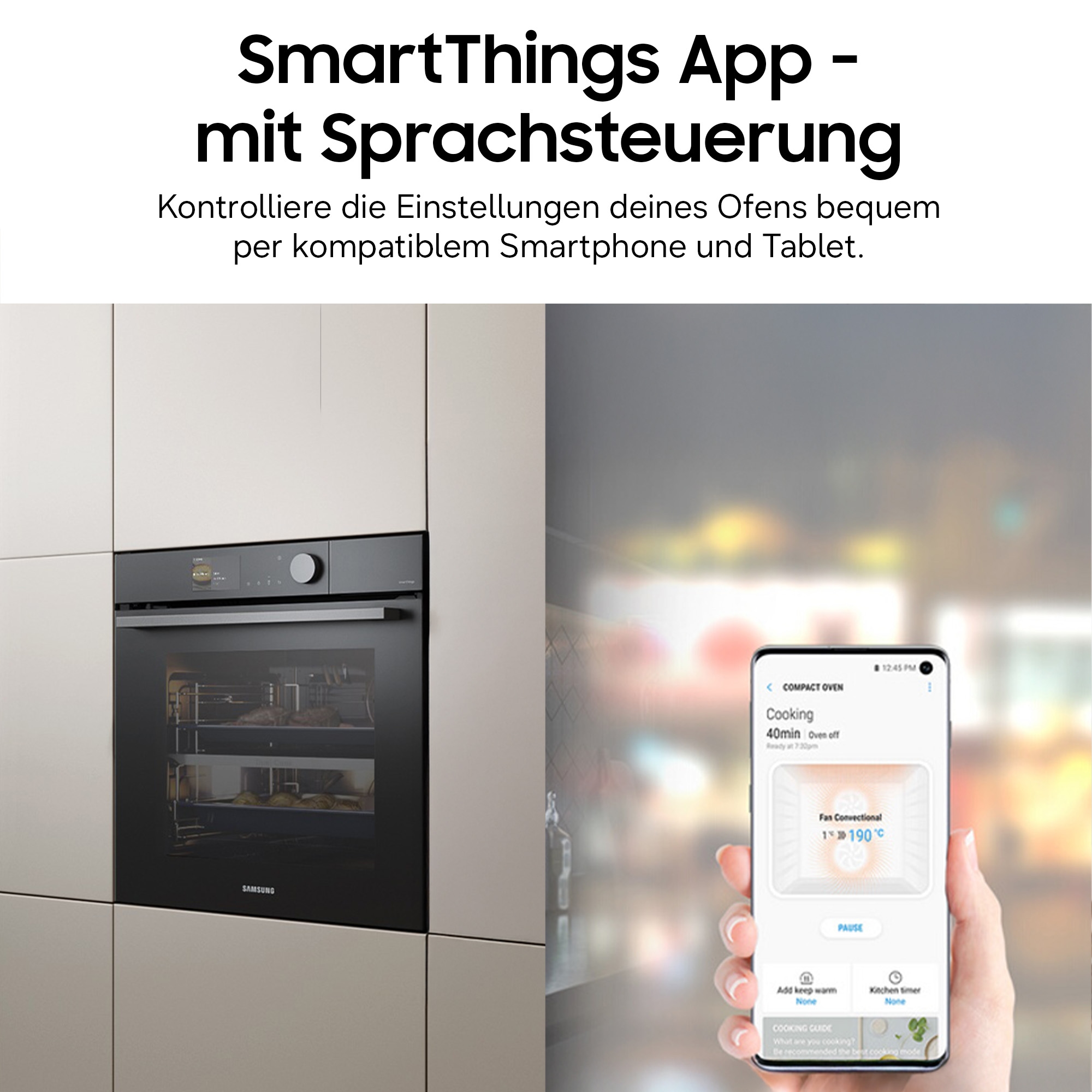 Samsung Pyrolyse Backofen NV7600B »NV7B6675CDN« mit 1-fach-Teleskopauszug mit Pyrolyse-Selbstreinigung Dual Cook – Ein Ofen. Zwei Garräume. Maximale Flexibilität.