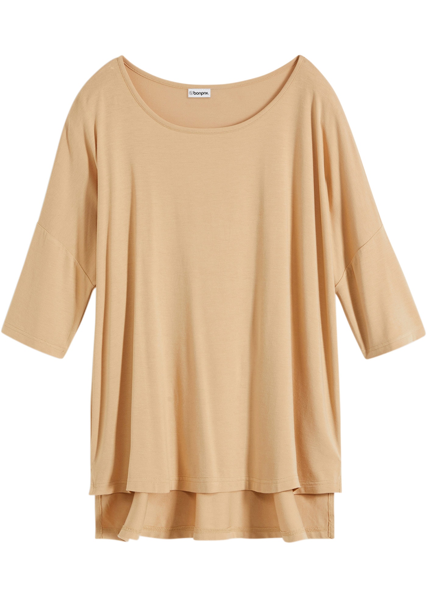 bonprix T-Shirt Oversize-Passform, 3/4-Ärmel, U-Boot Ausschnitt
