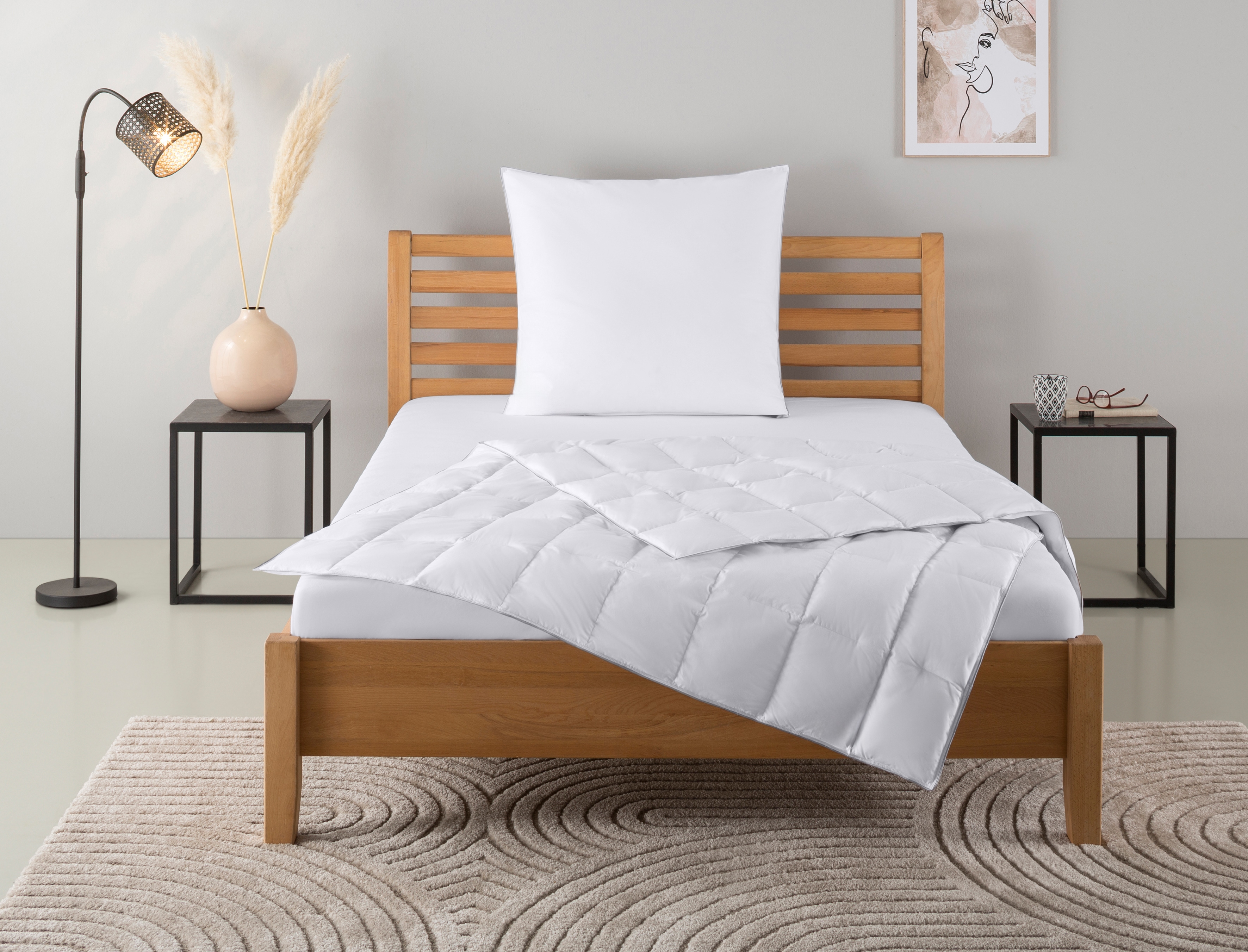 OTTO home Daunenbettdecke + Kopfkissen "Moulle, Bettdecke in 135x200 cm, 155x220 cm, 2-tlg." Set mit Kissen 40x80 cm, 80x80 cm, Sommer, Winter, Made in Germany