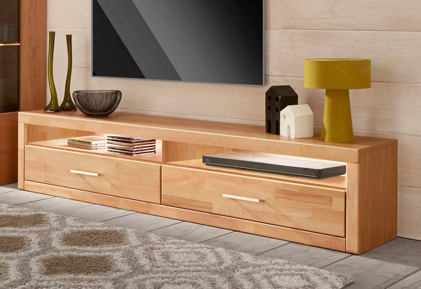 OTTO home Lowboard "Ribe,180cm breit, Fronten Massivholz,4 Fächer,Kabeldurc günstig online kaufen