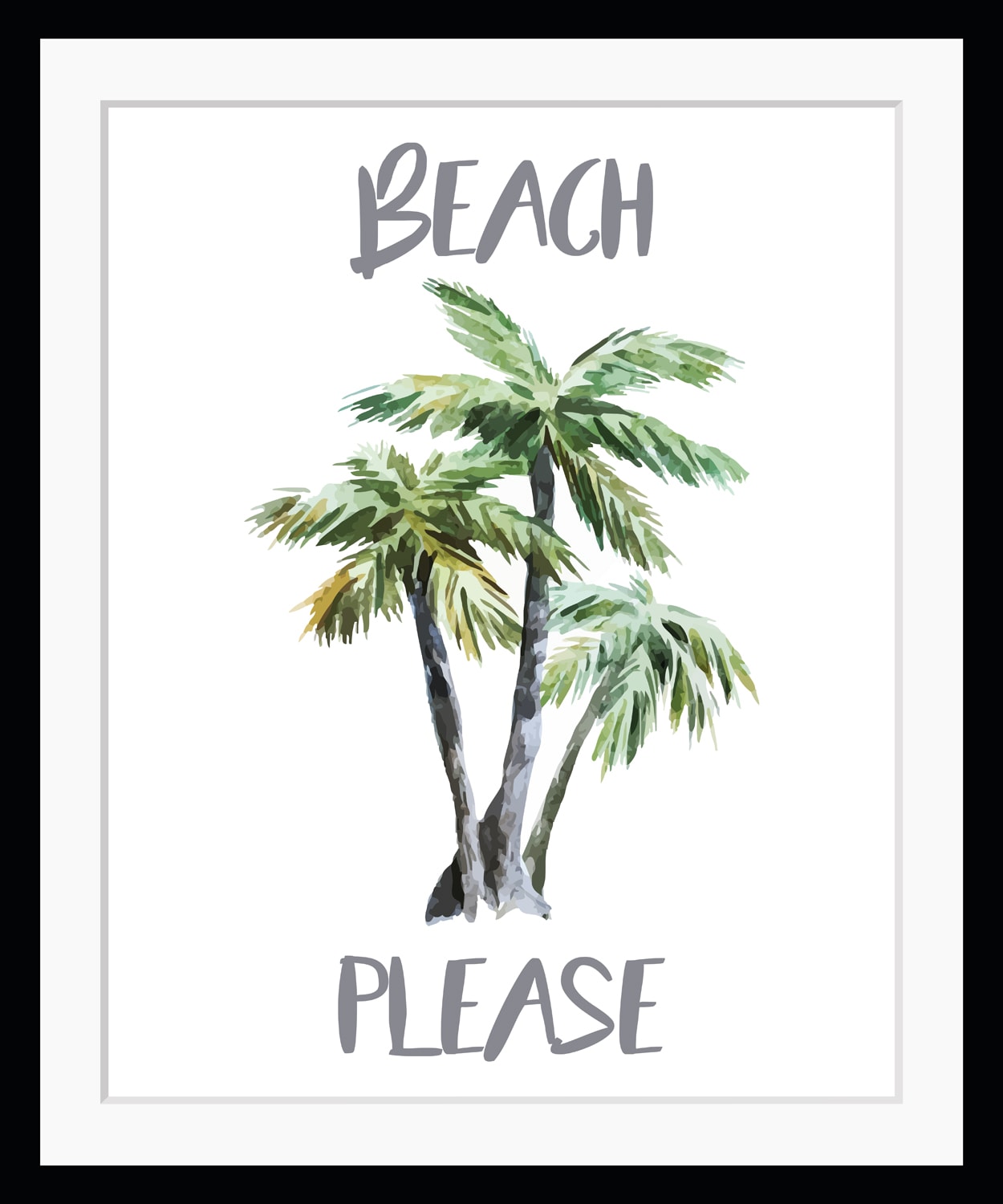 queence Bild "BEACH PLEASE", Palmen, gerahmt, Schriftzug, Palmen