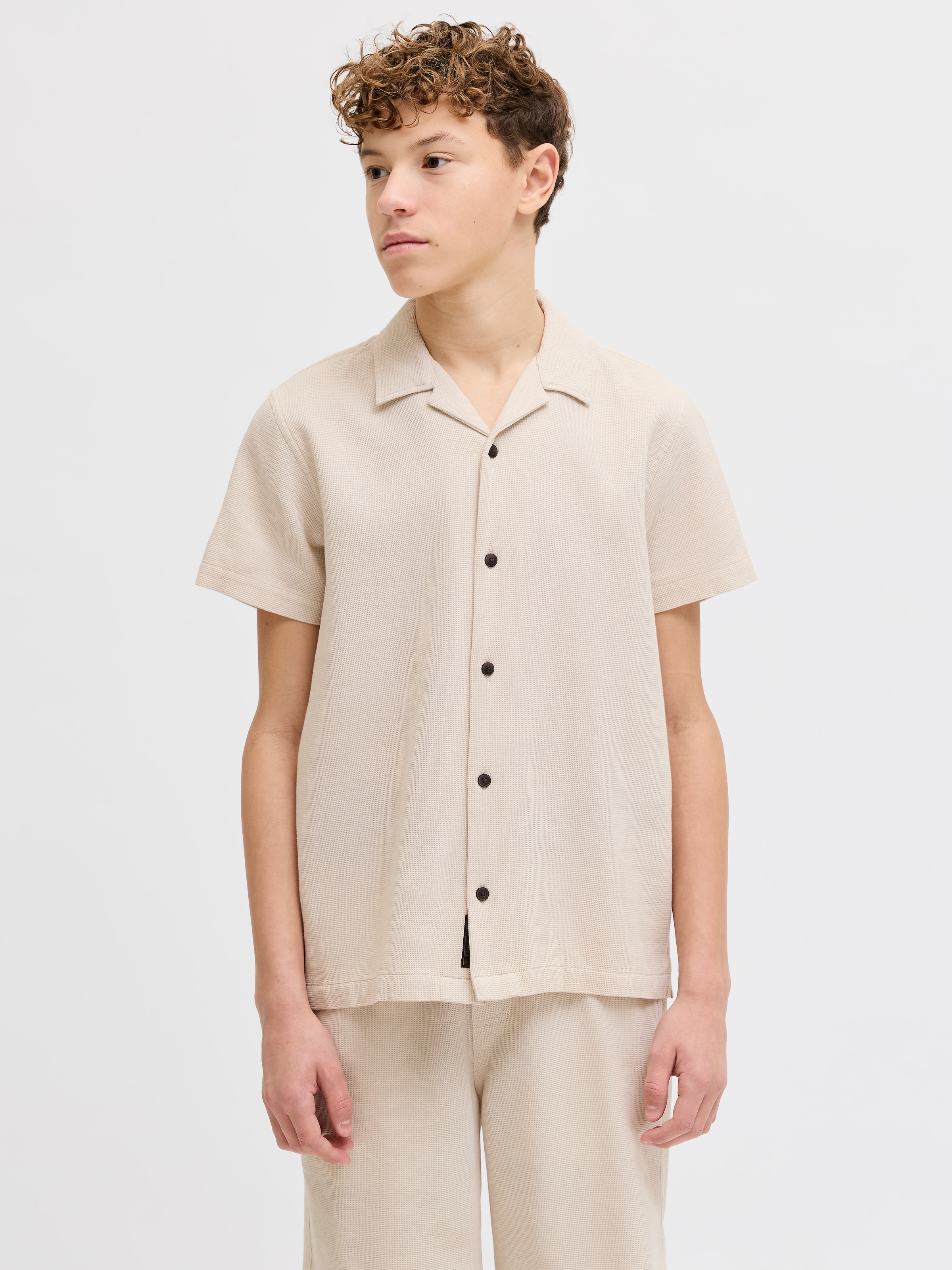 Jack & Jones Junior Kurzarmhemd »JJGLOBAL WAFFLE RESORT SHIRT SS JNR« Baumwolle, locker geschnitten