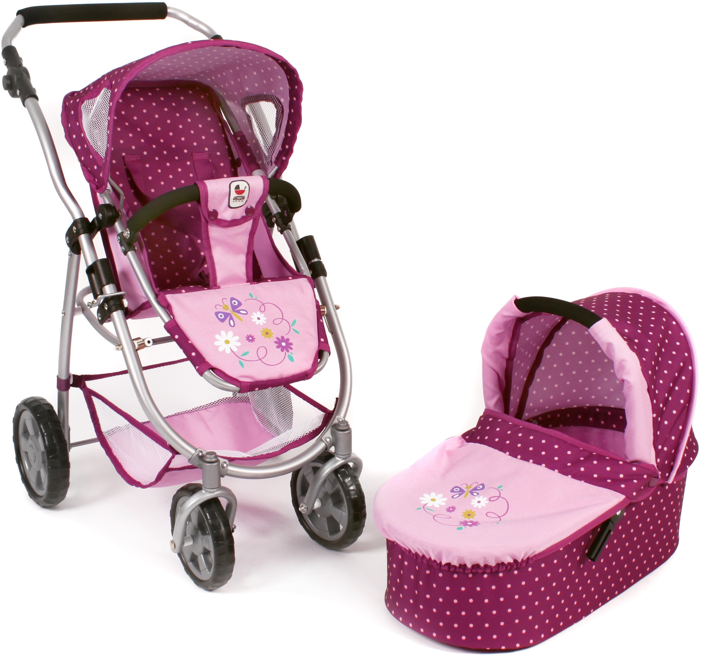 CHIC2000 Kombi-Puppenwagen »Emotion All In 2in1, Brombeere«, inkl. Babywanne und Sportwagenaufsatz