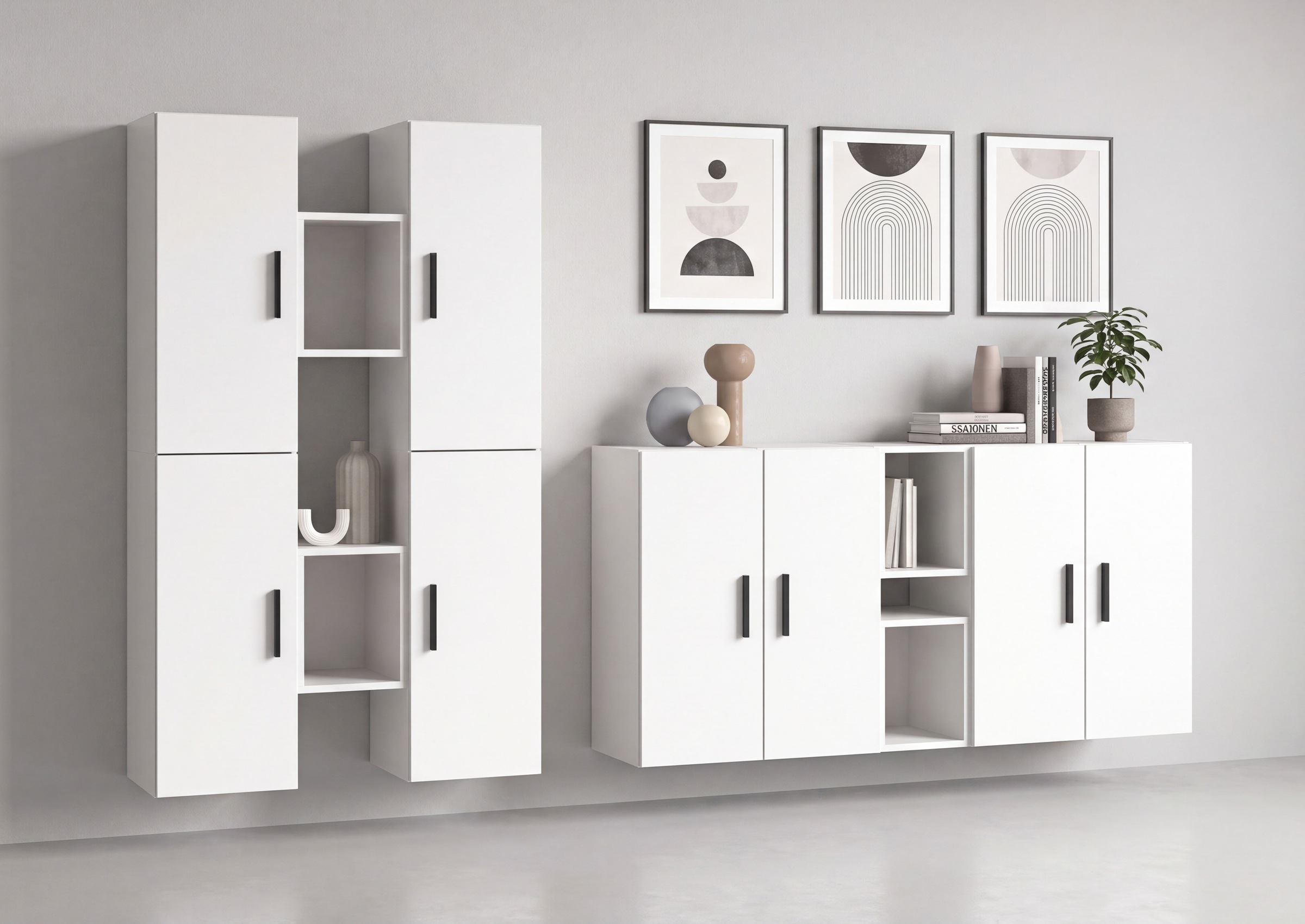 Home affaire Schrank-Set »ENESTE, 12-teilig, in verschiedenen Farben, individuell kombinierbar« verschiedenste Kombinationmöglichkeiten, stehend oder hängend, 4 Stk. tlg.